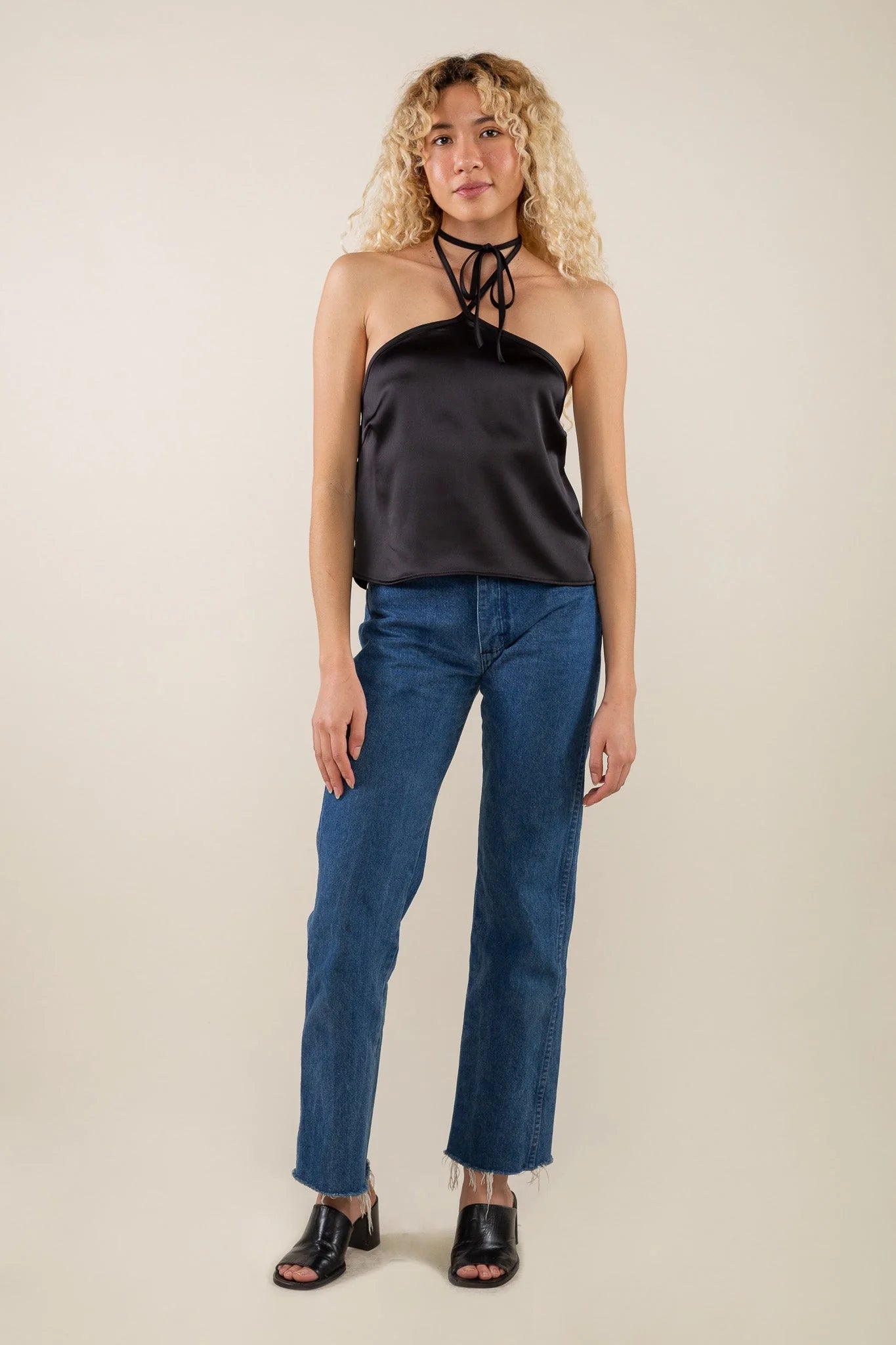 Satin Tie Halter Top