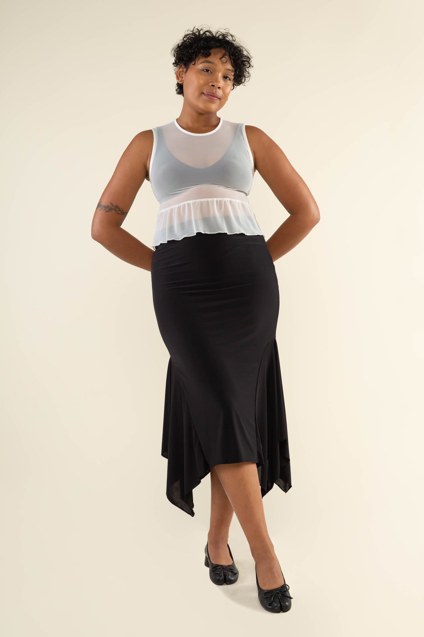 Mesh Peplum Tank