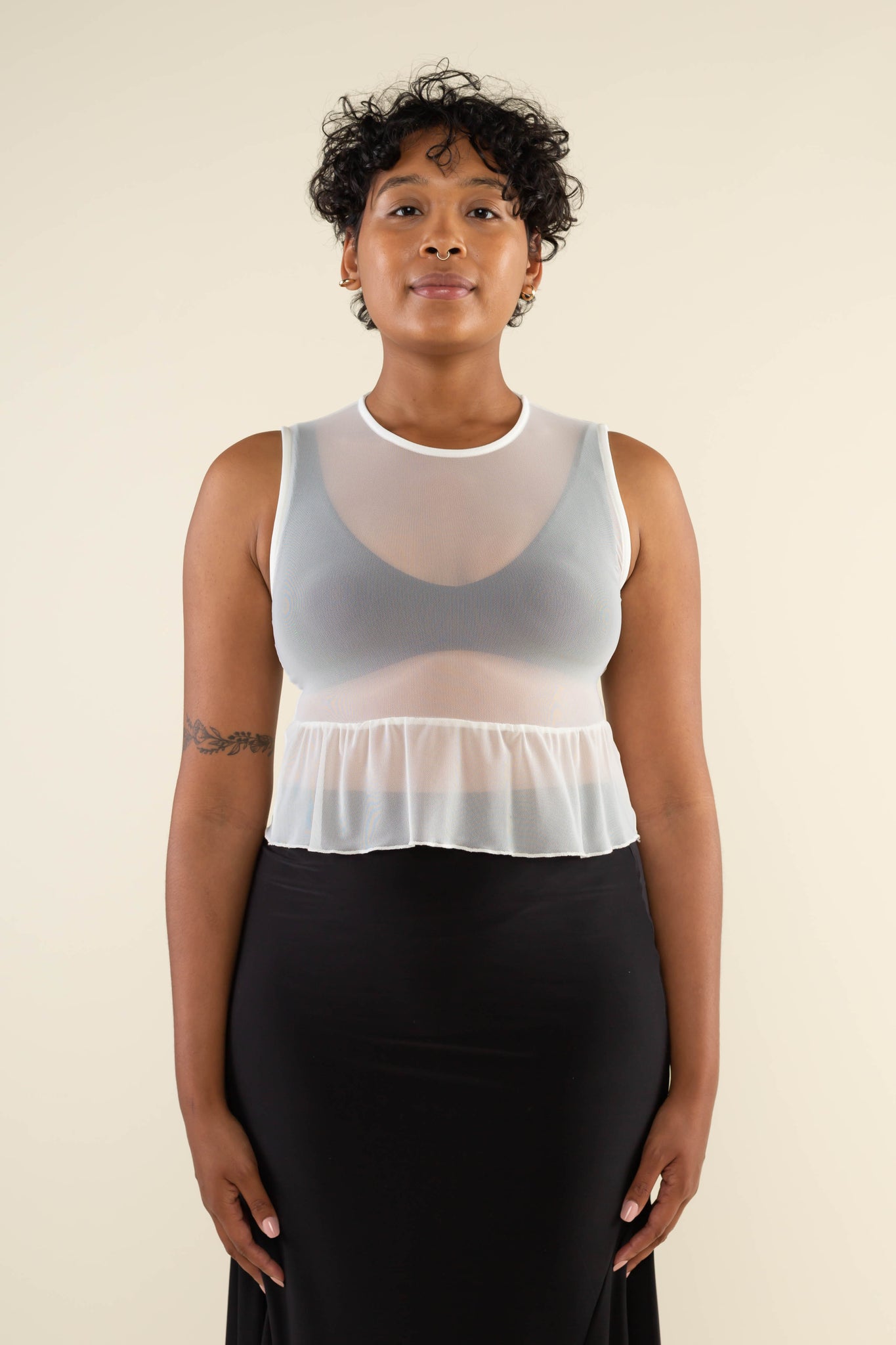 Mesh Peplum Tank