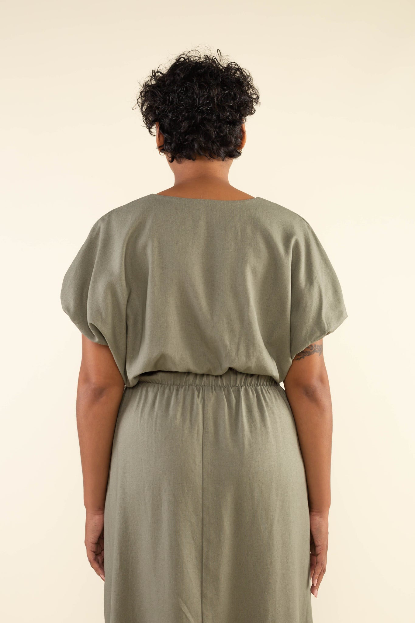 Linen Bubble Crop Top