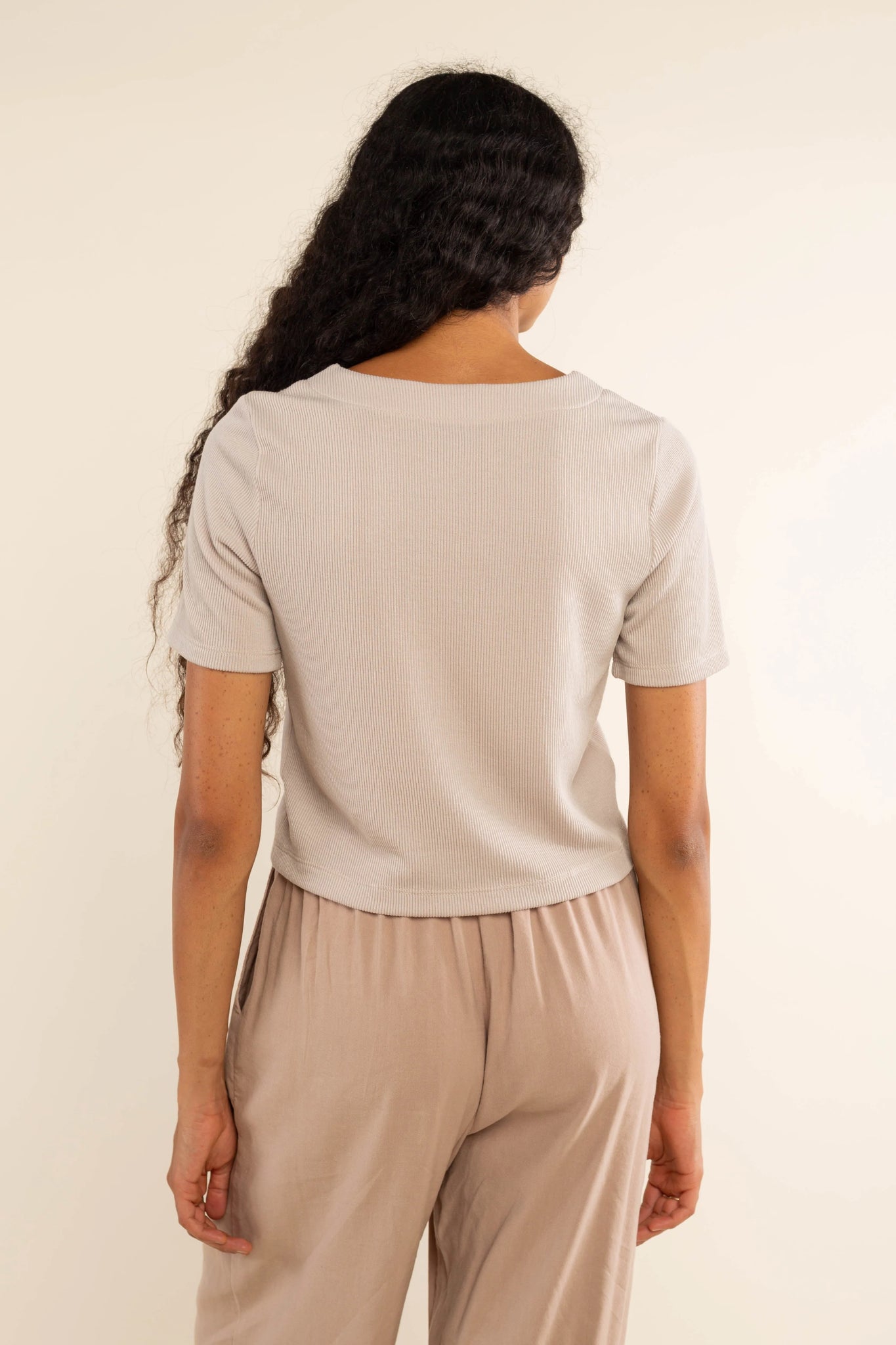 Jacquard Rib Button Down Top