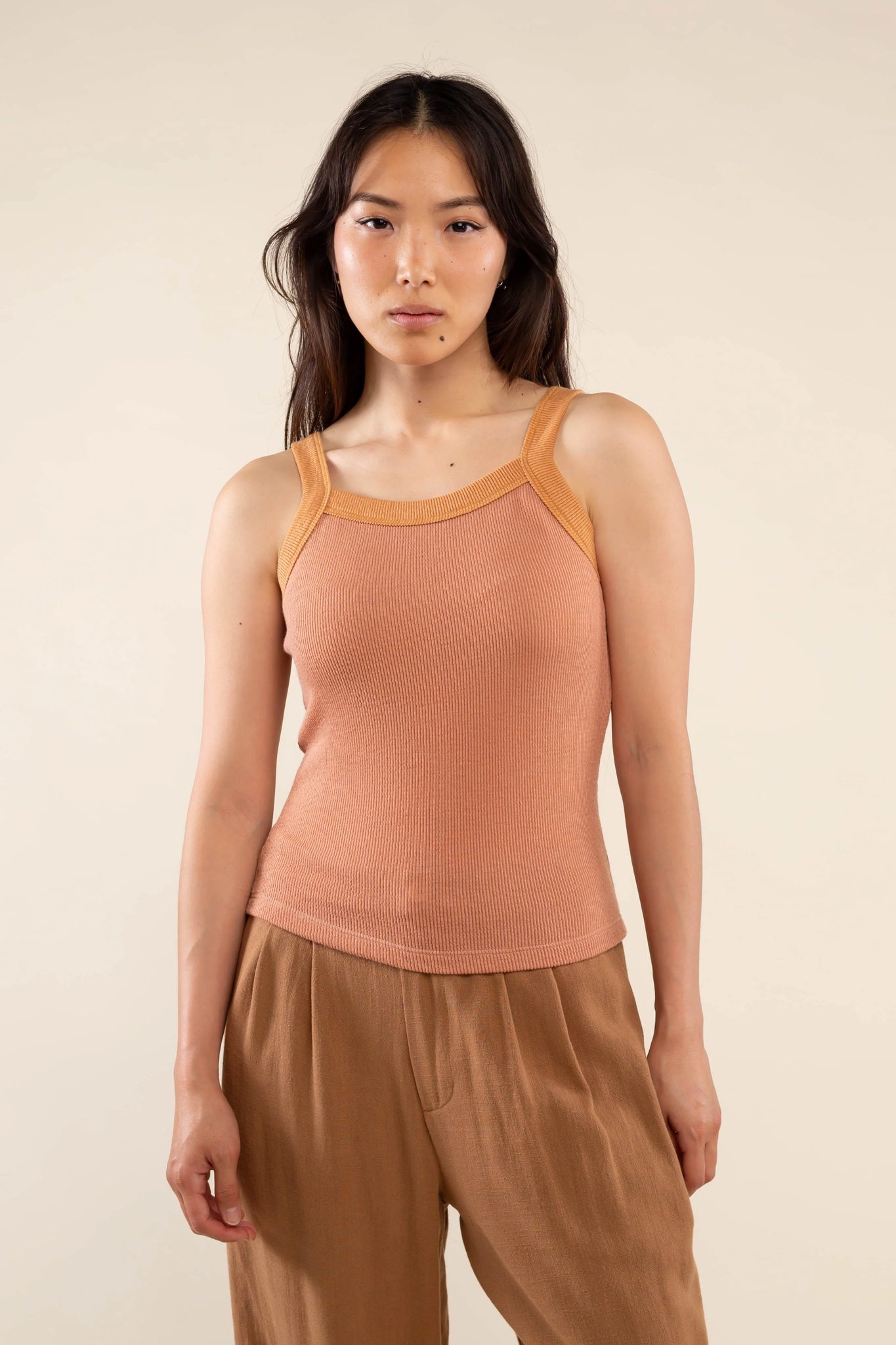 Jacquard Rib Contrast Tank