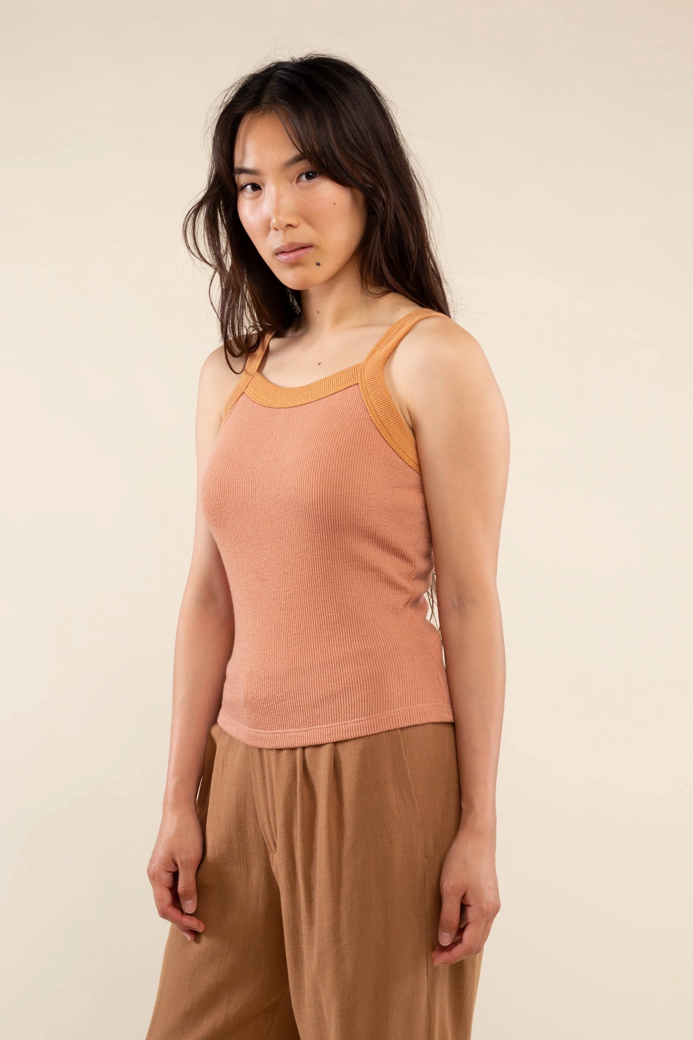 Jacquard Rib Contrast Tank