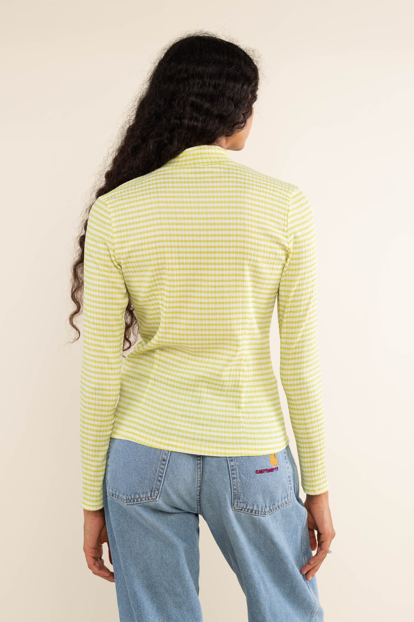 Stripe Long Sleeve Mock Neck Top