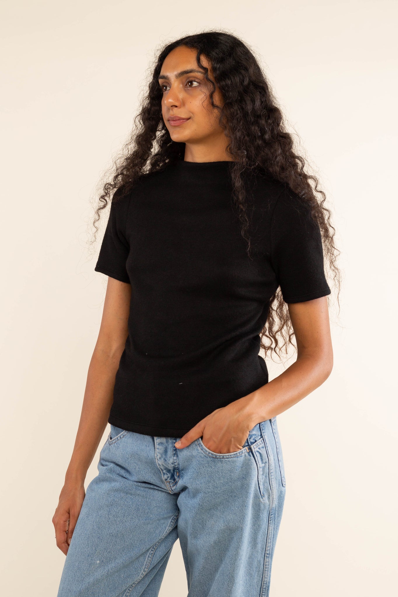Mock Neck Heavy Knit Top