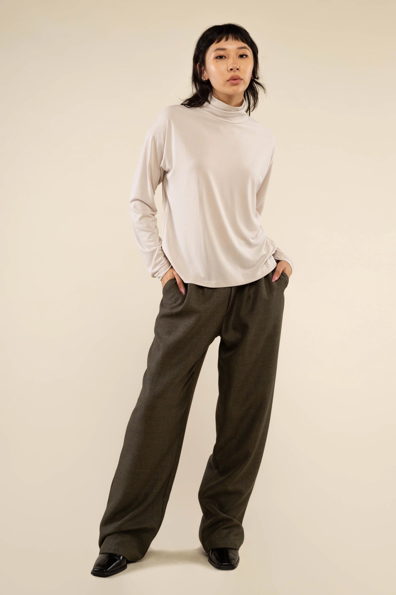 Modal Boxy Turtleneck Top