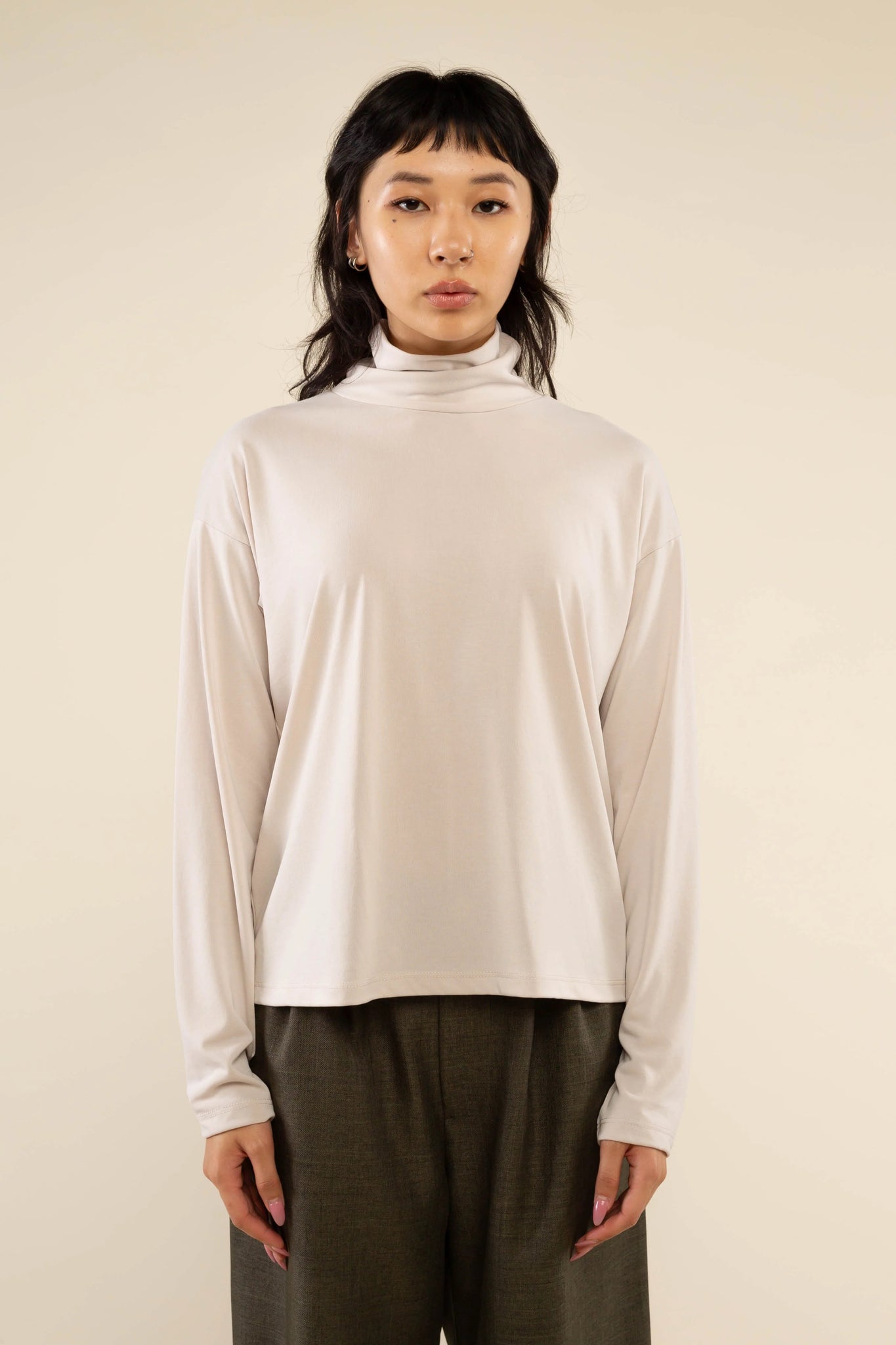 Modal Boxy Turtleneck Top