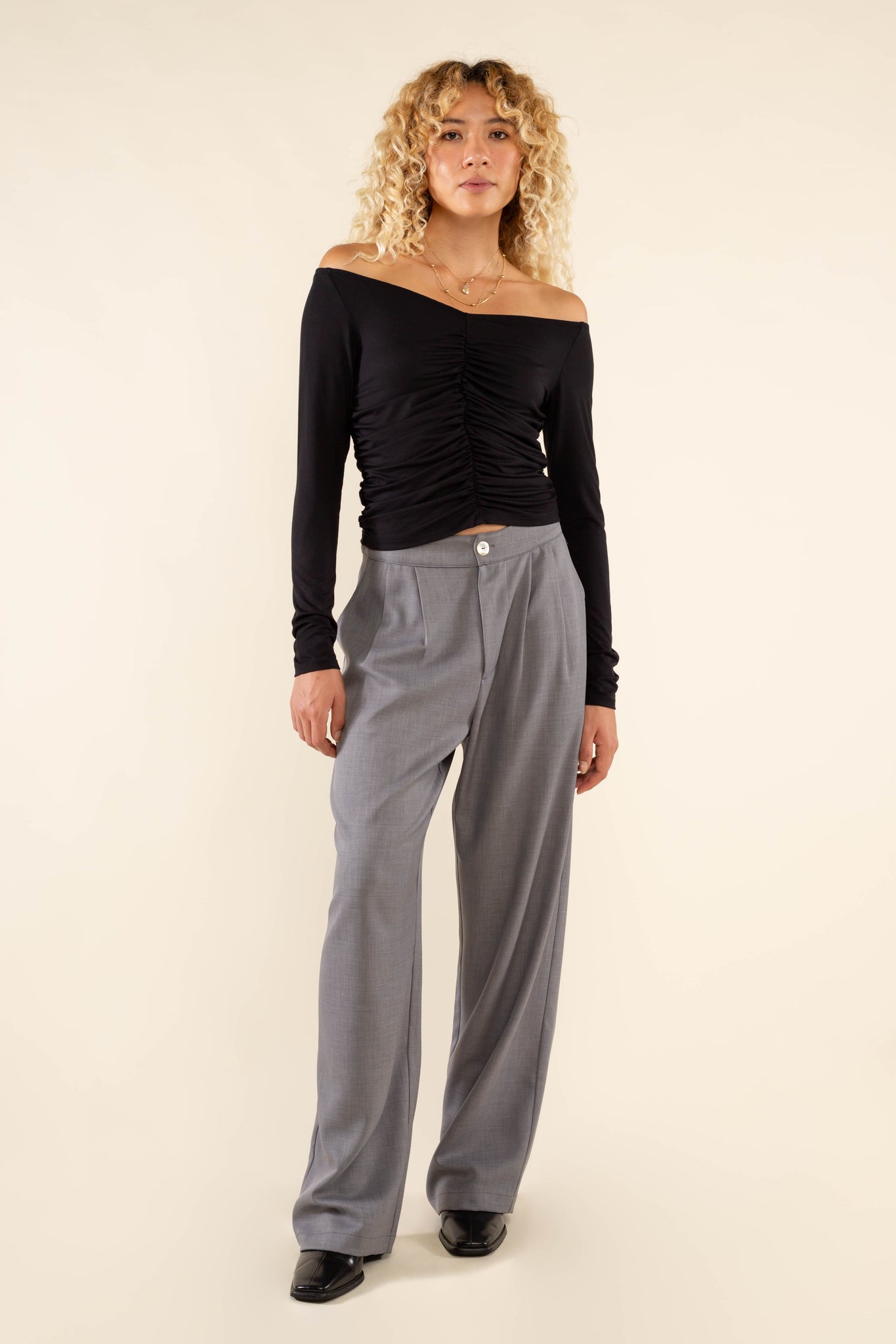 Ruched Off Shoulder Top