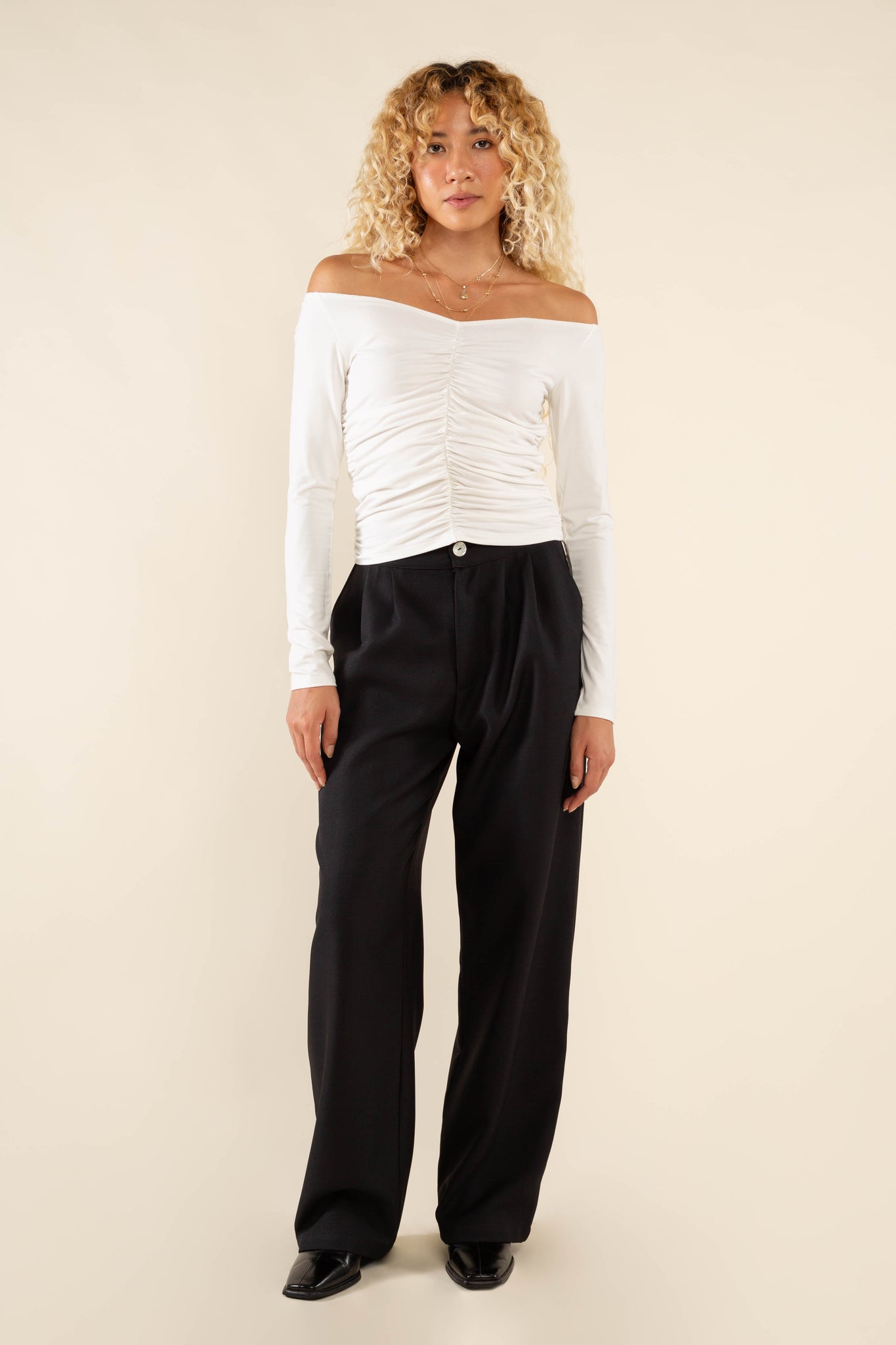 Ruched Off Shoulder Top