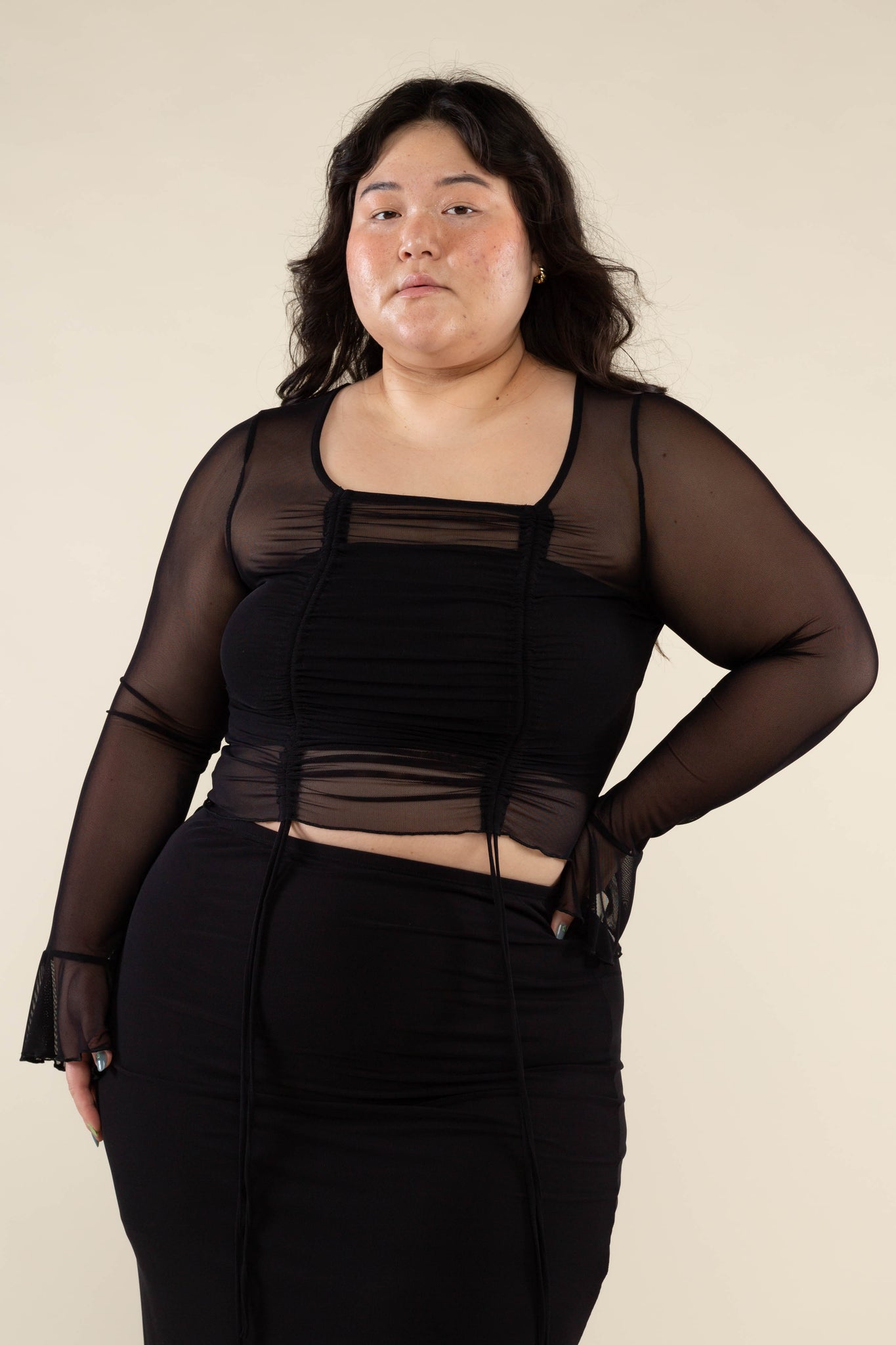 Square Neck Mesh Top