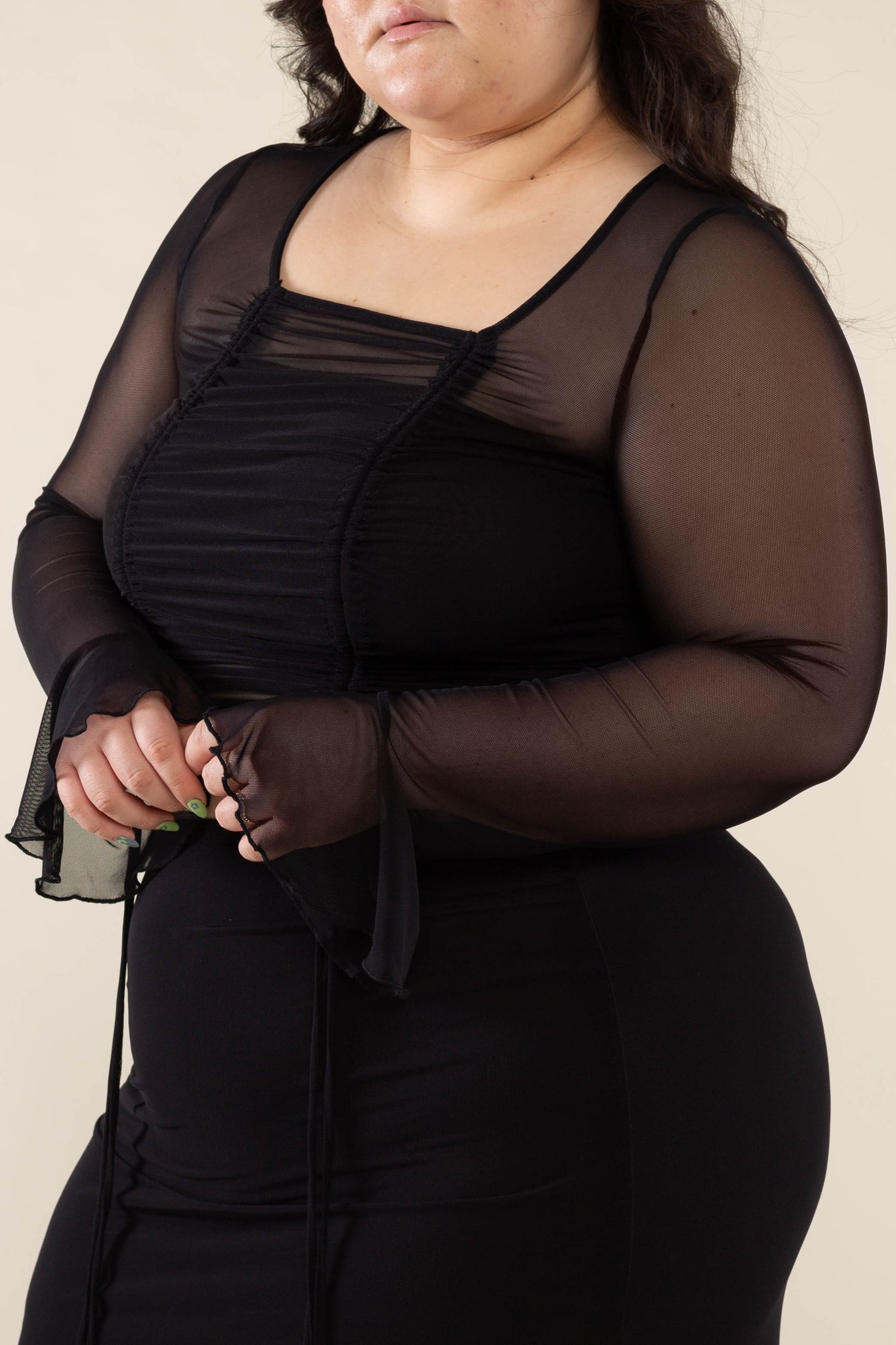 Square Neck Mesh Top