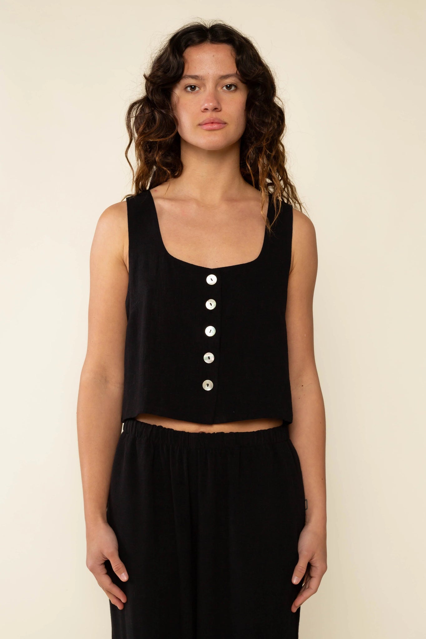 Square Neck Linen Vest