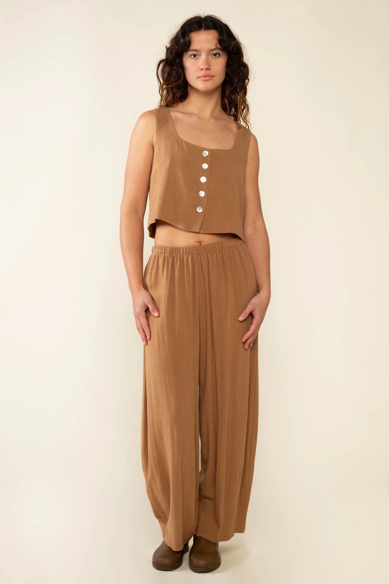 Square Neck Linen Vest