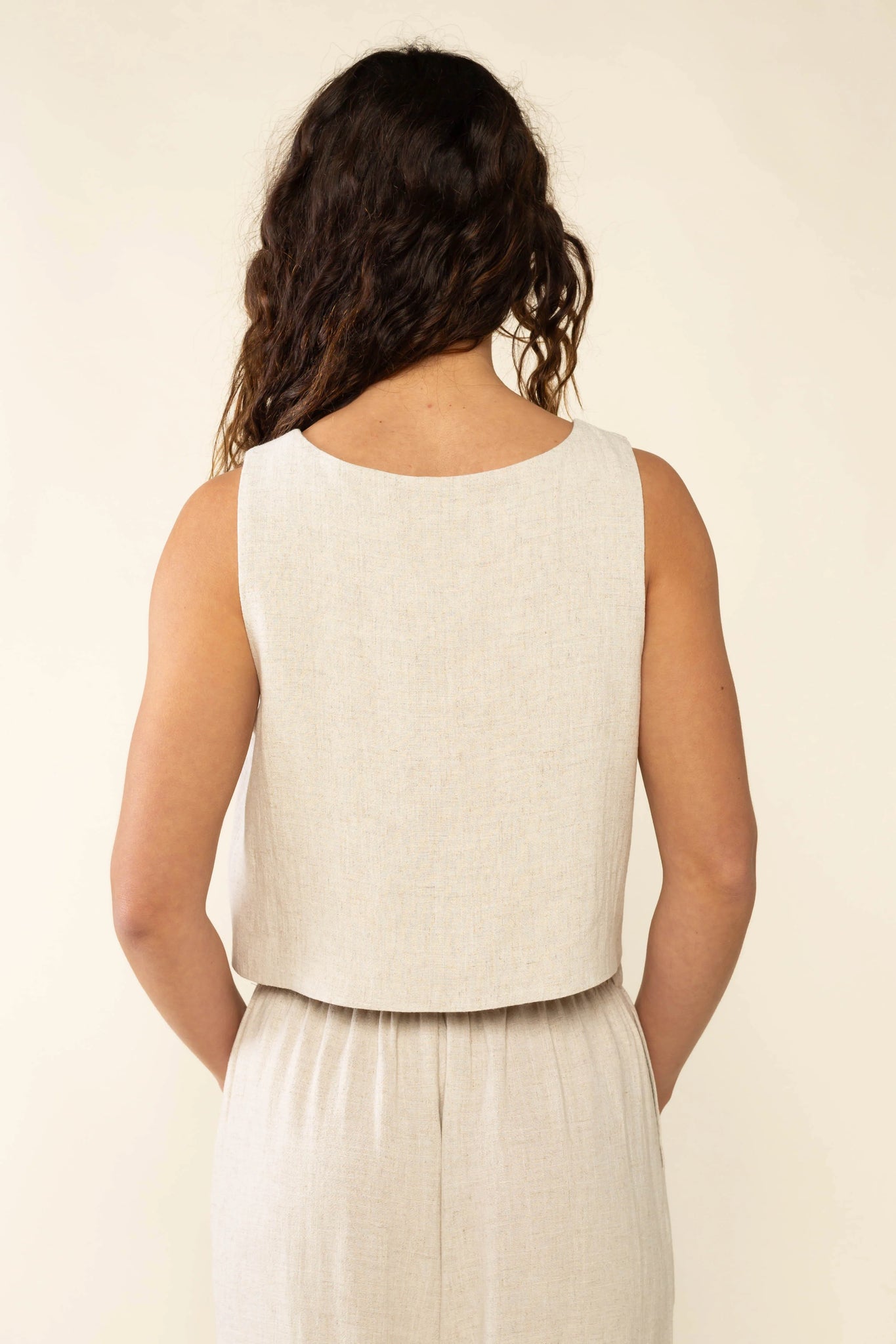 Square Neck Linen Vest