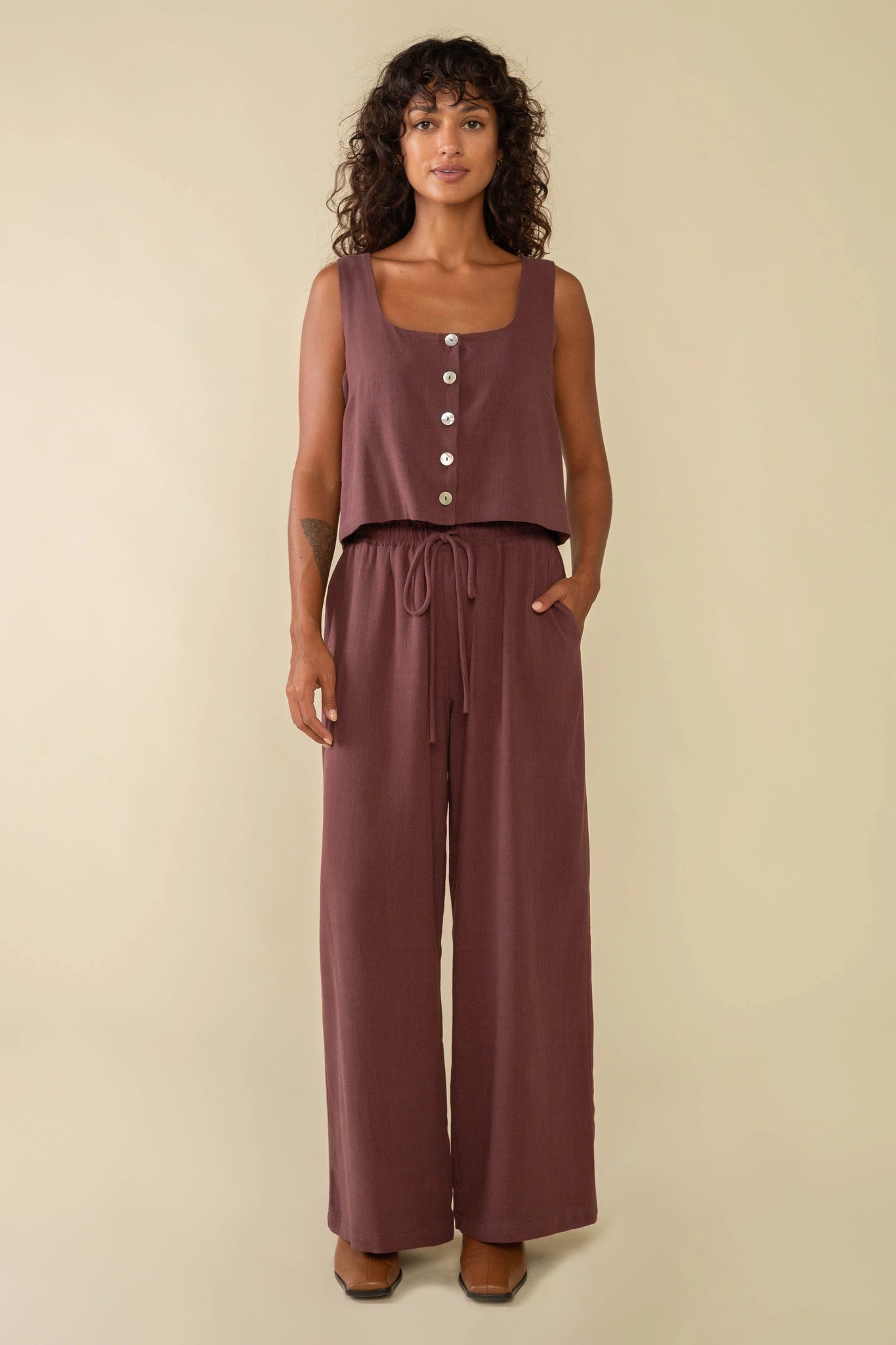 Square Neck Linen Vest