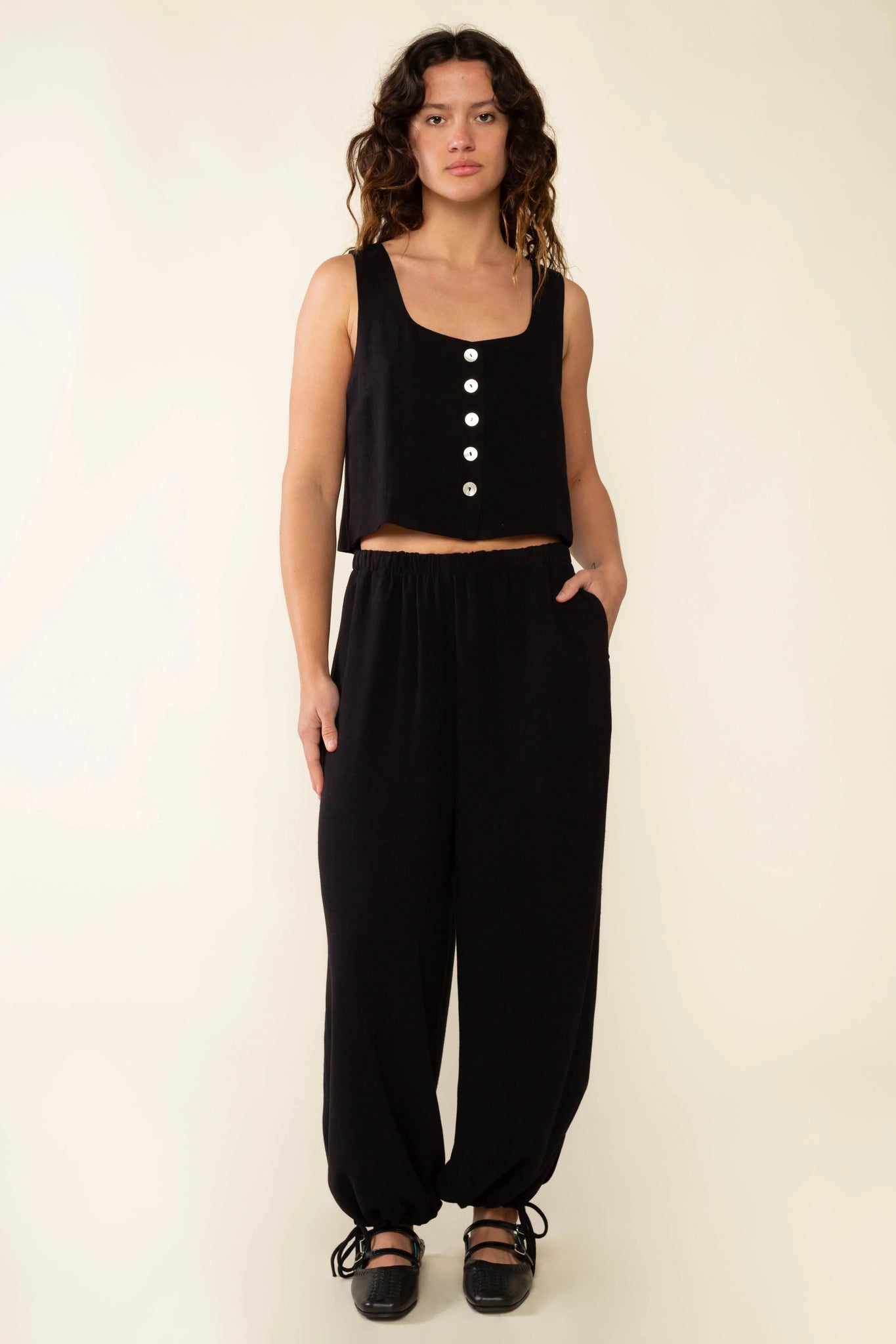 Square Neck Linen Vest