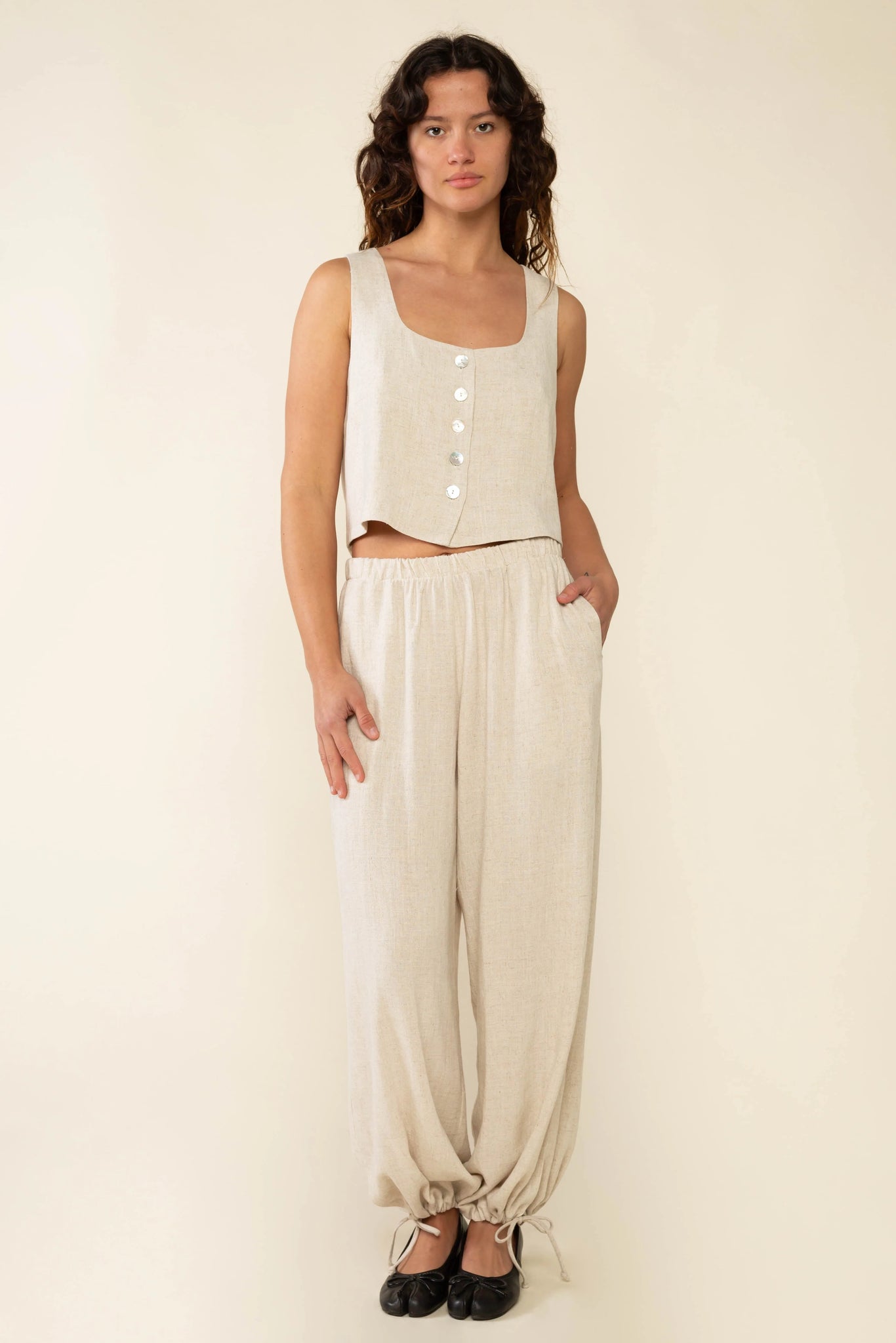 Square Neck Linen Vest