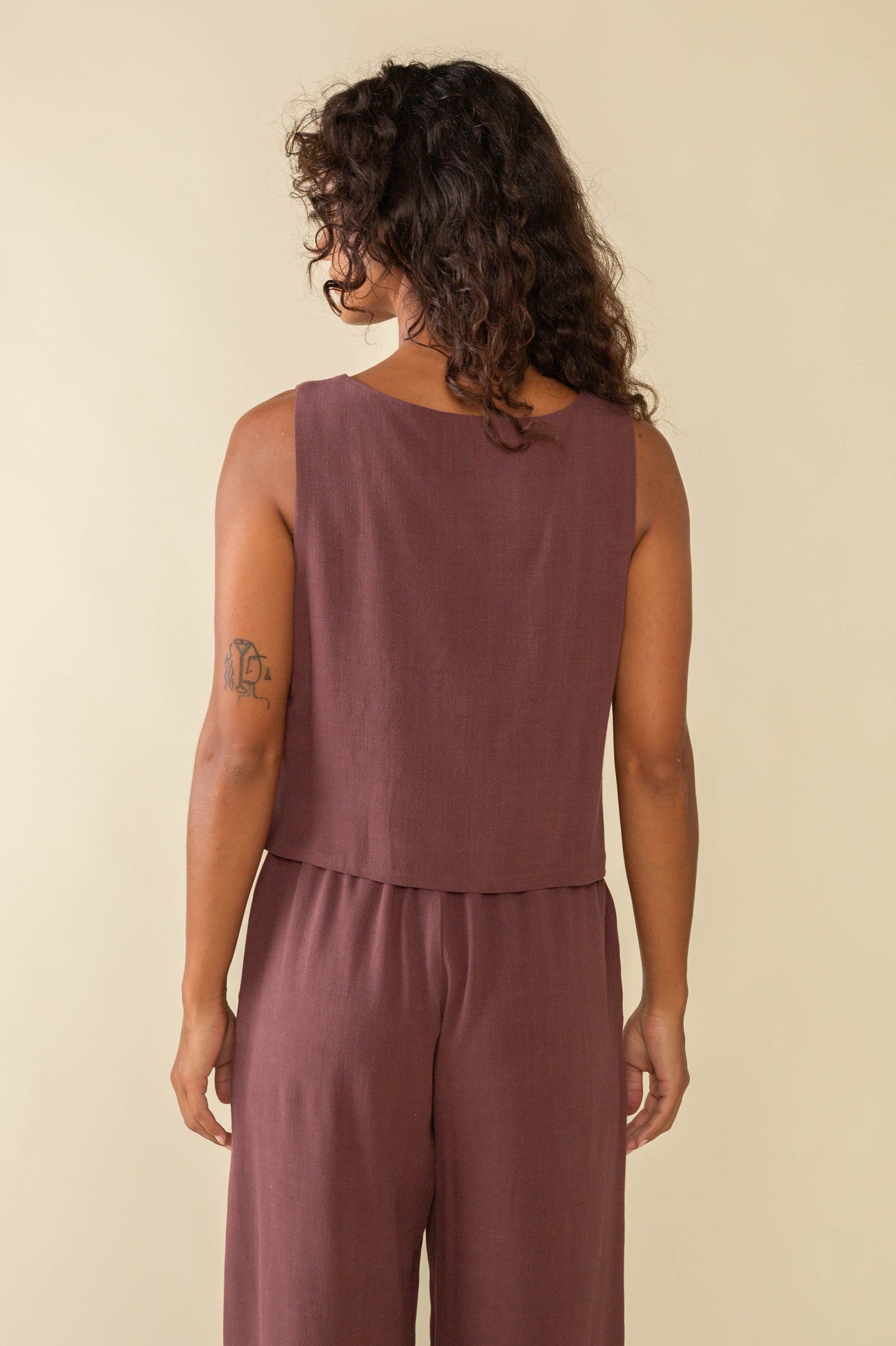 Square Neck Linen Vest