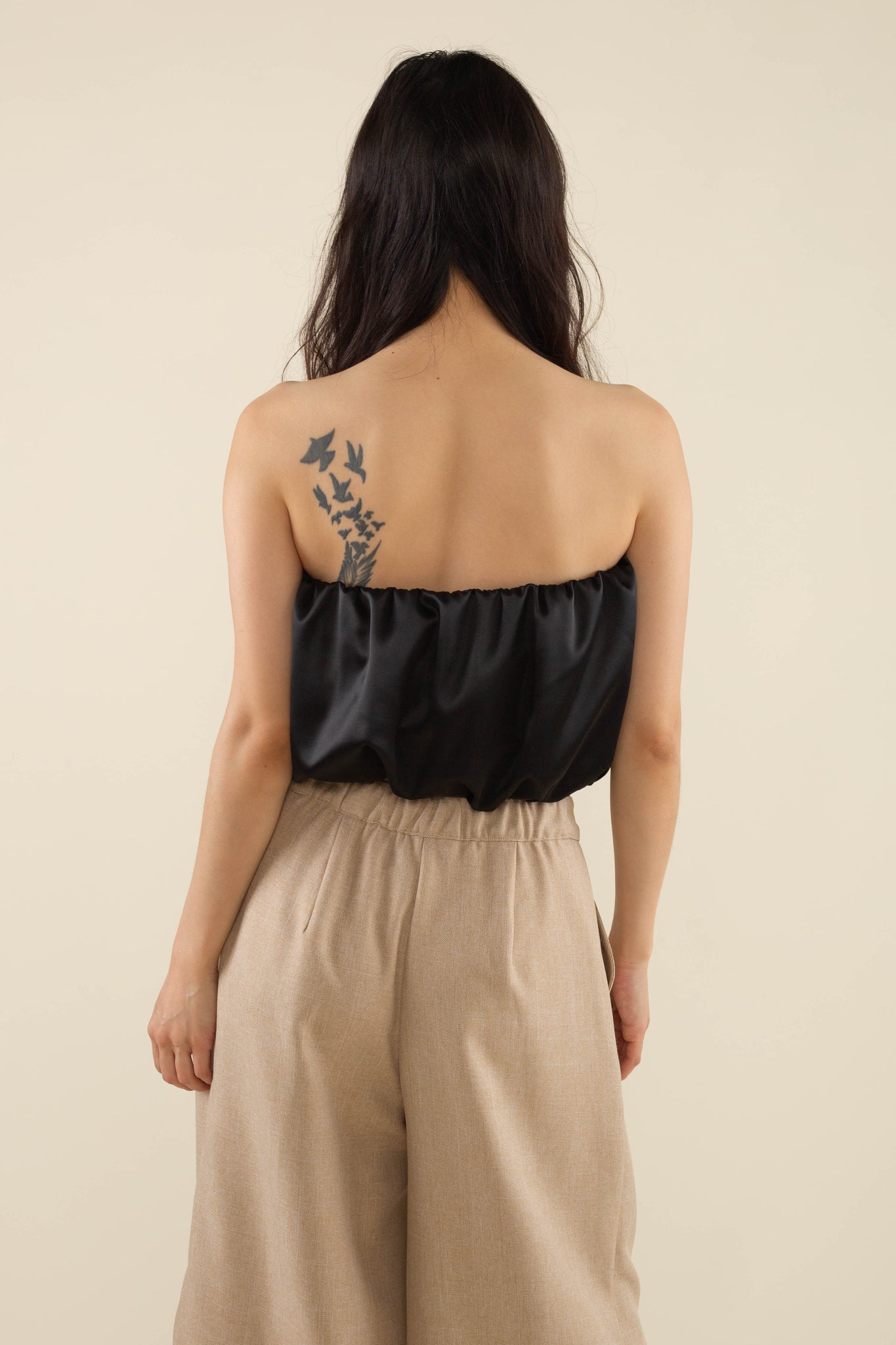 Bubble Crop Satin Tube Top