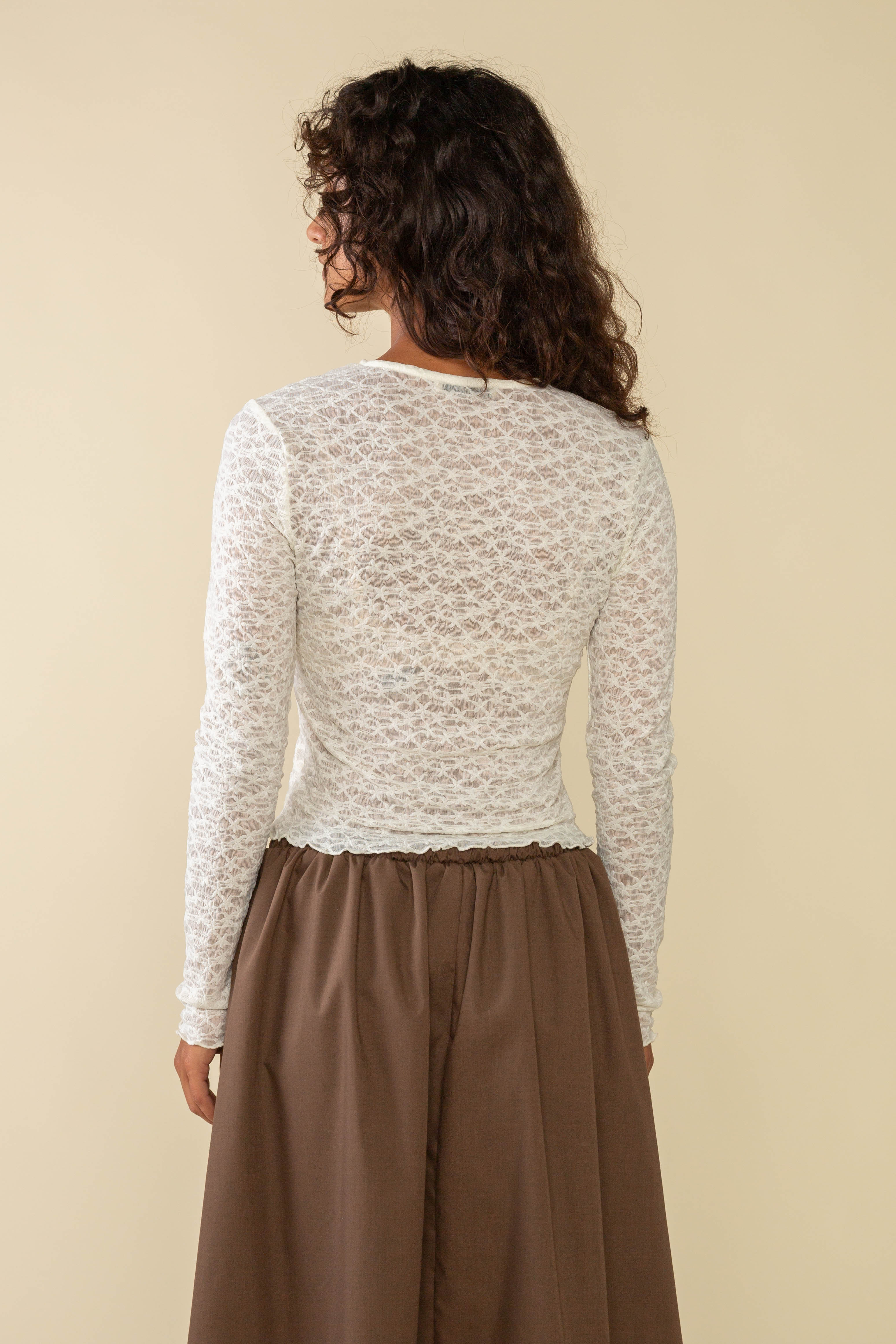 大人気新品  Sleeve Long Toluca Jacquard NLT – Tee Baby Lace Mesh トップス