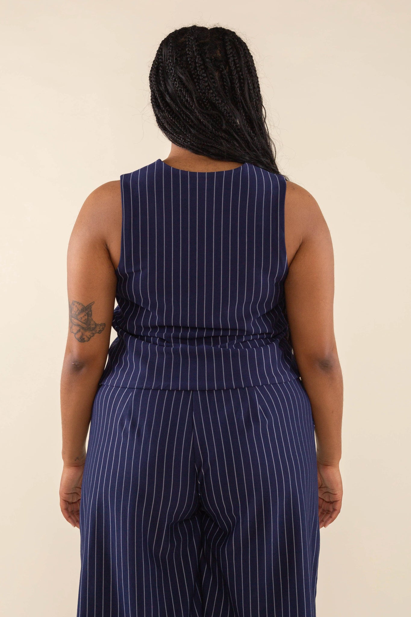 High Neck Pinstripe Vest