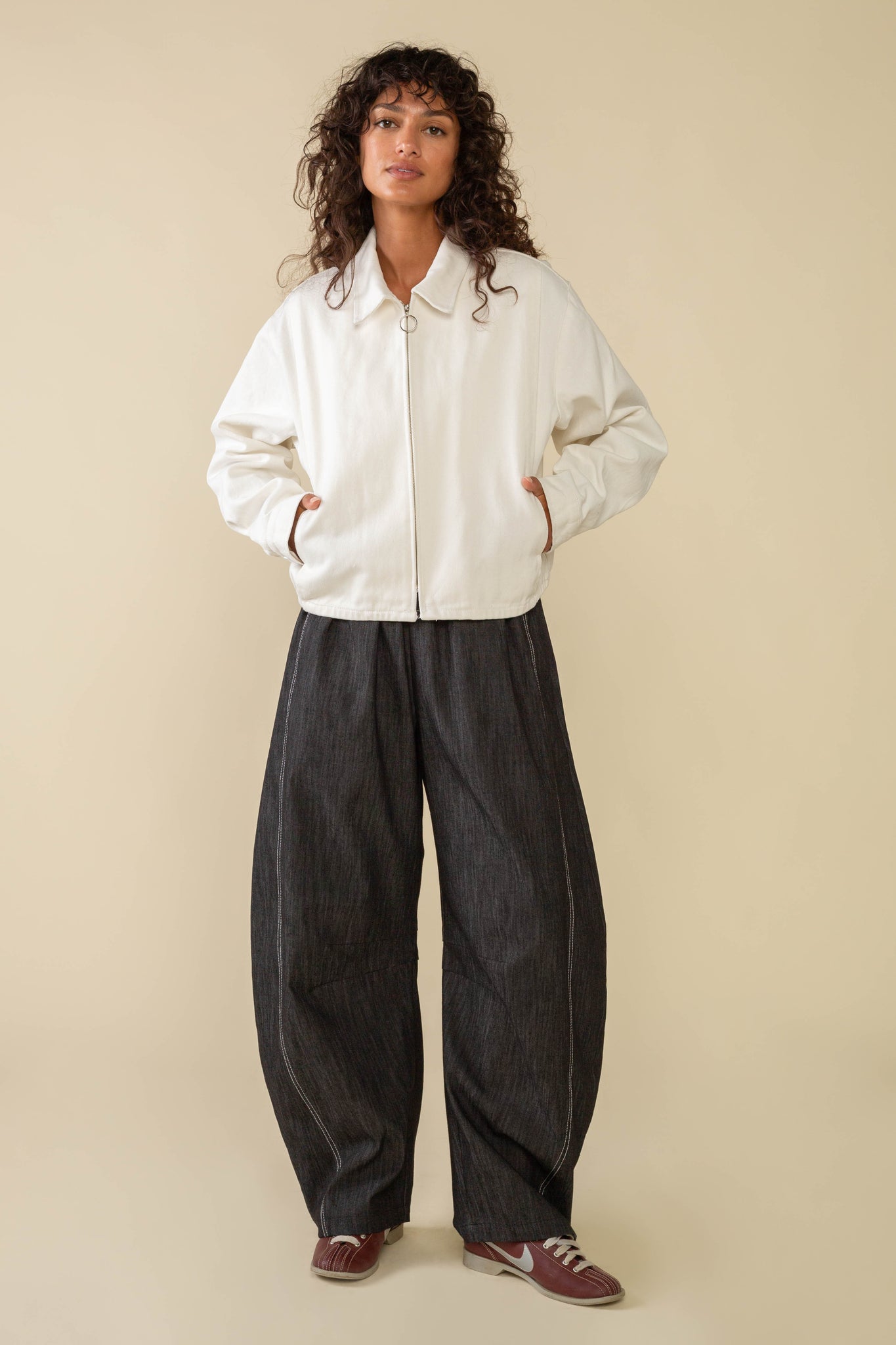 Hudson Black Cotton Blend Denim Barrel Pant