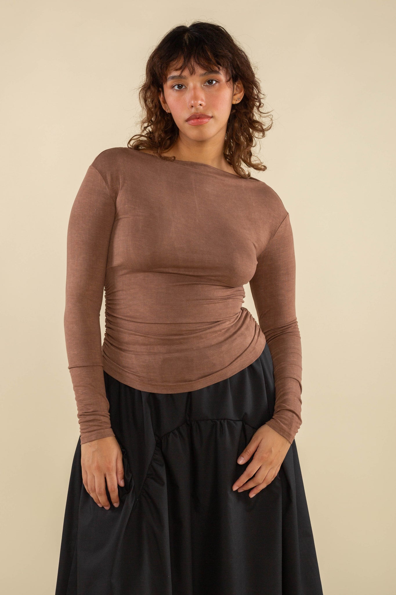 Effie Shirred Waist Long Sleeve Top