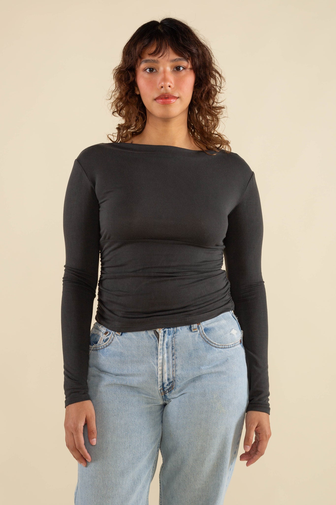 Effie Shirred Waist Long Sleeve Top