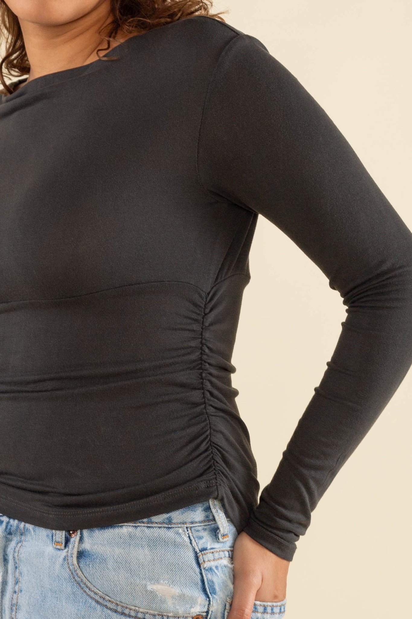 Effie Shirred Waist Long Sleeve Top