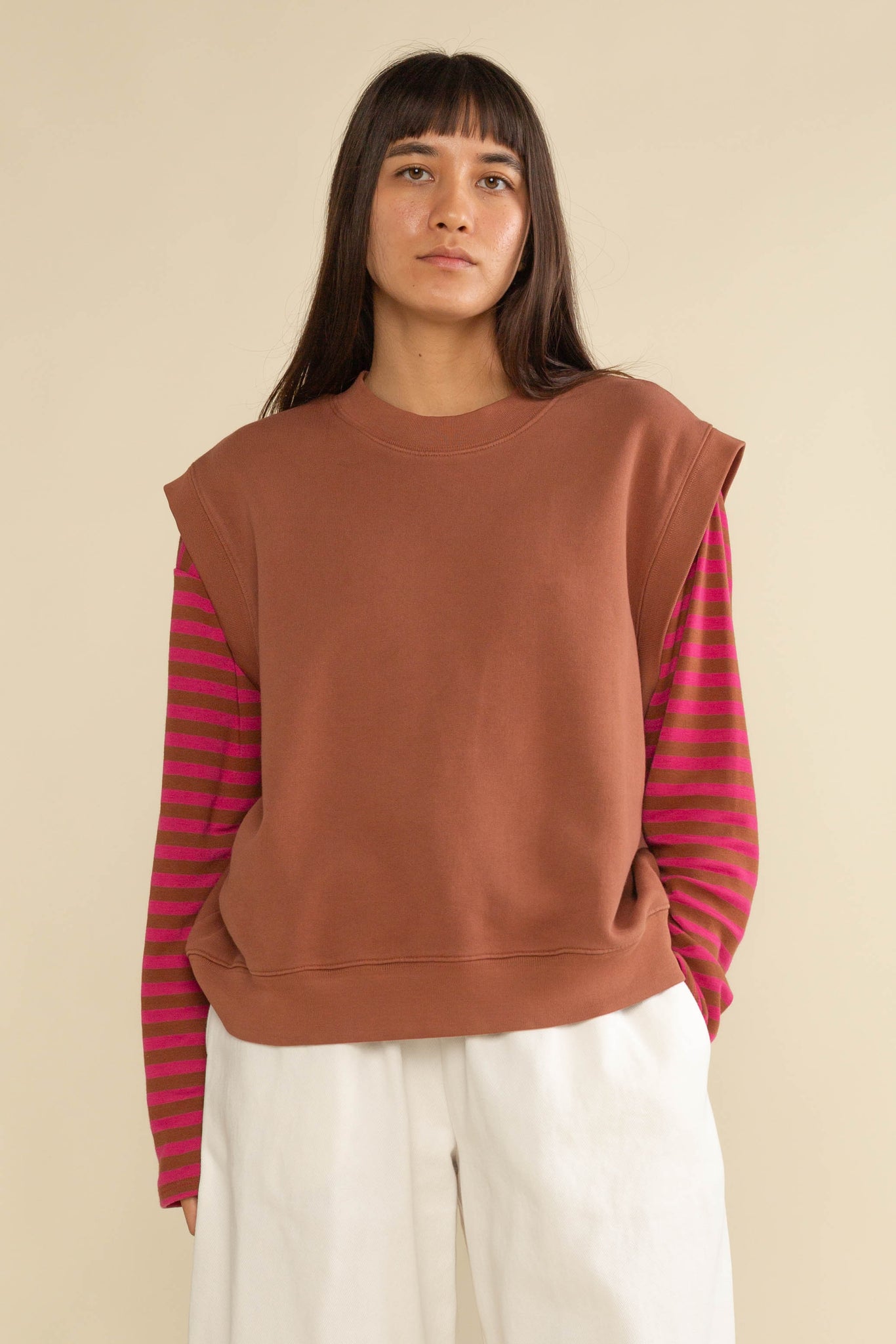 Boxy Garment Dye Sweatshirt Vest