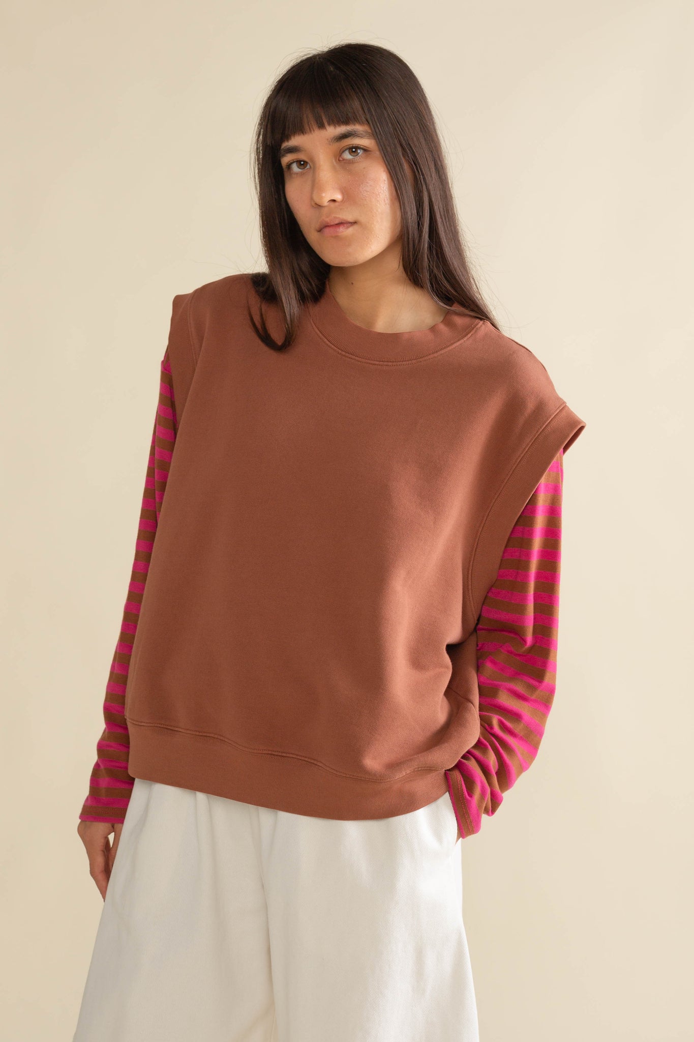 Boxy Garment Dye Sweatshirt Vest