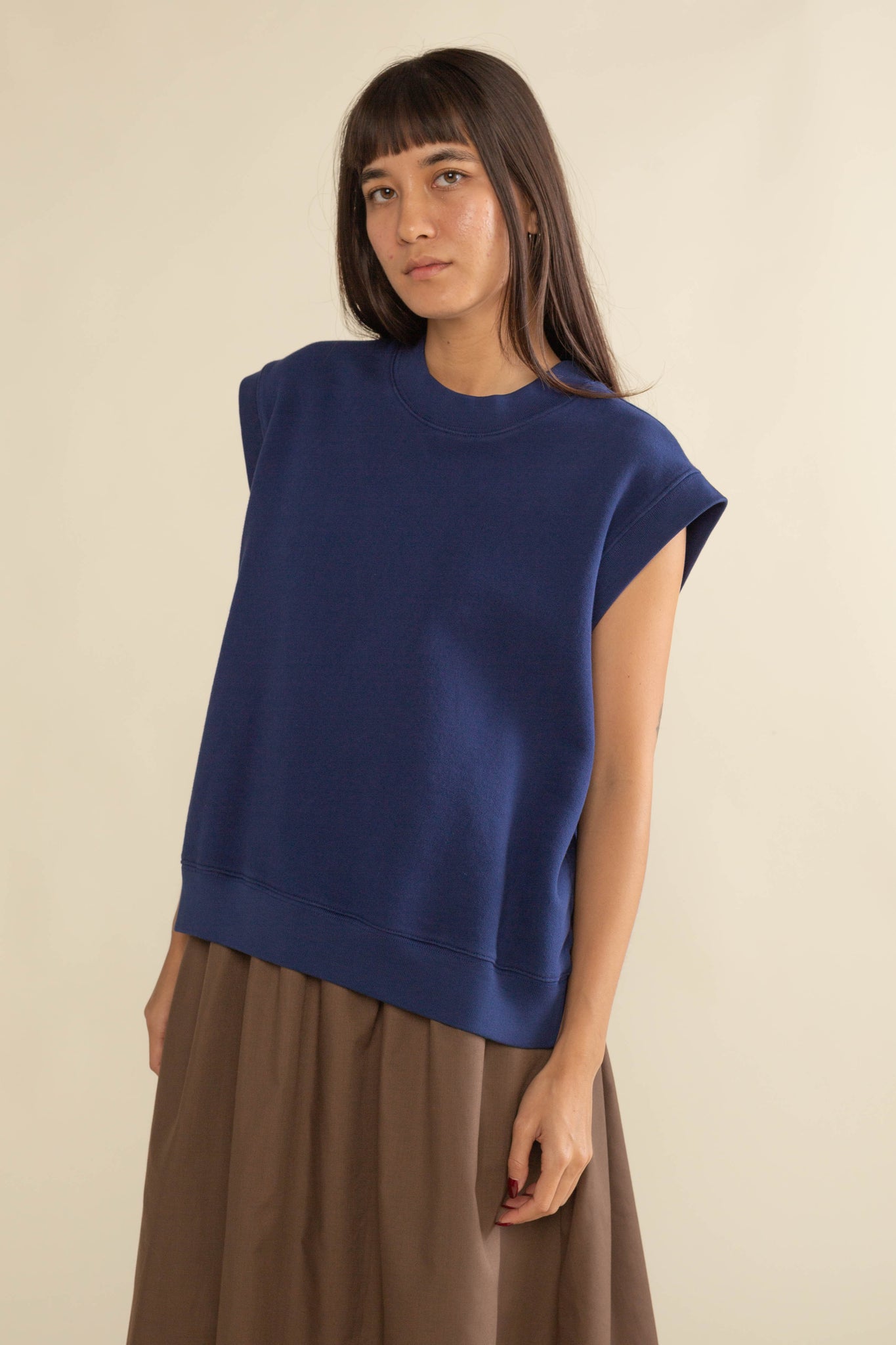 Boxy Garment Dye Sweatshirt Vest