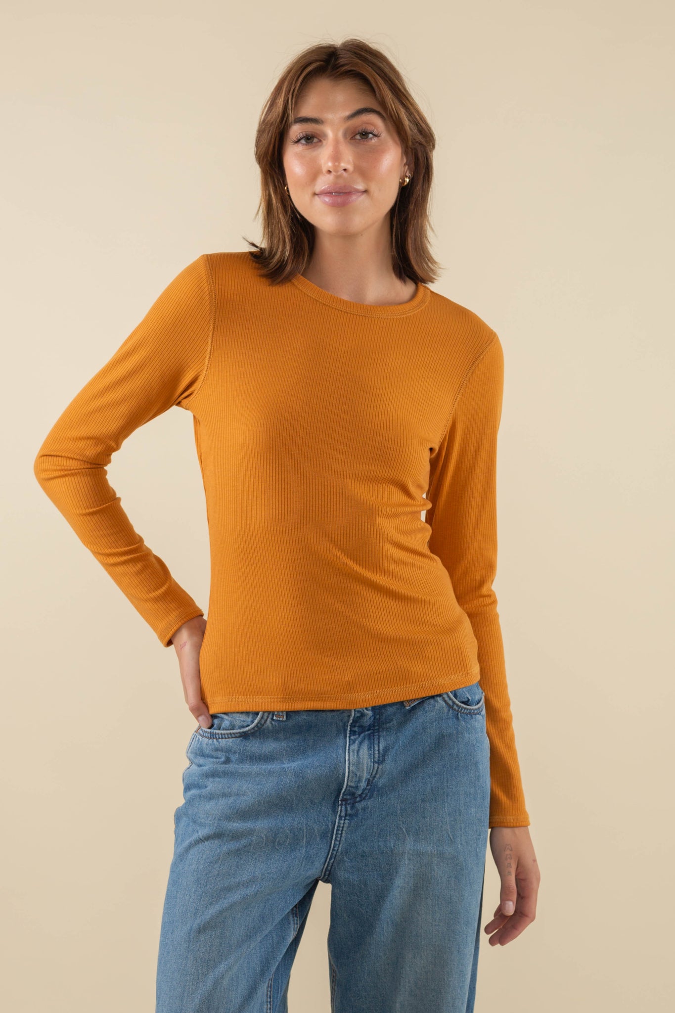 Full Length 4x2 Rib Long Sleeve Crewneck Shirt