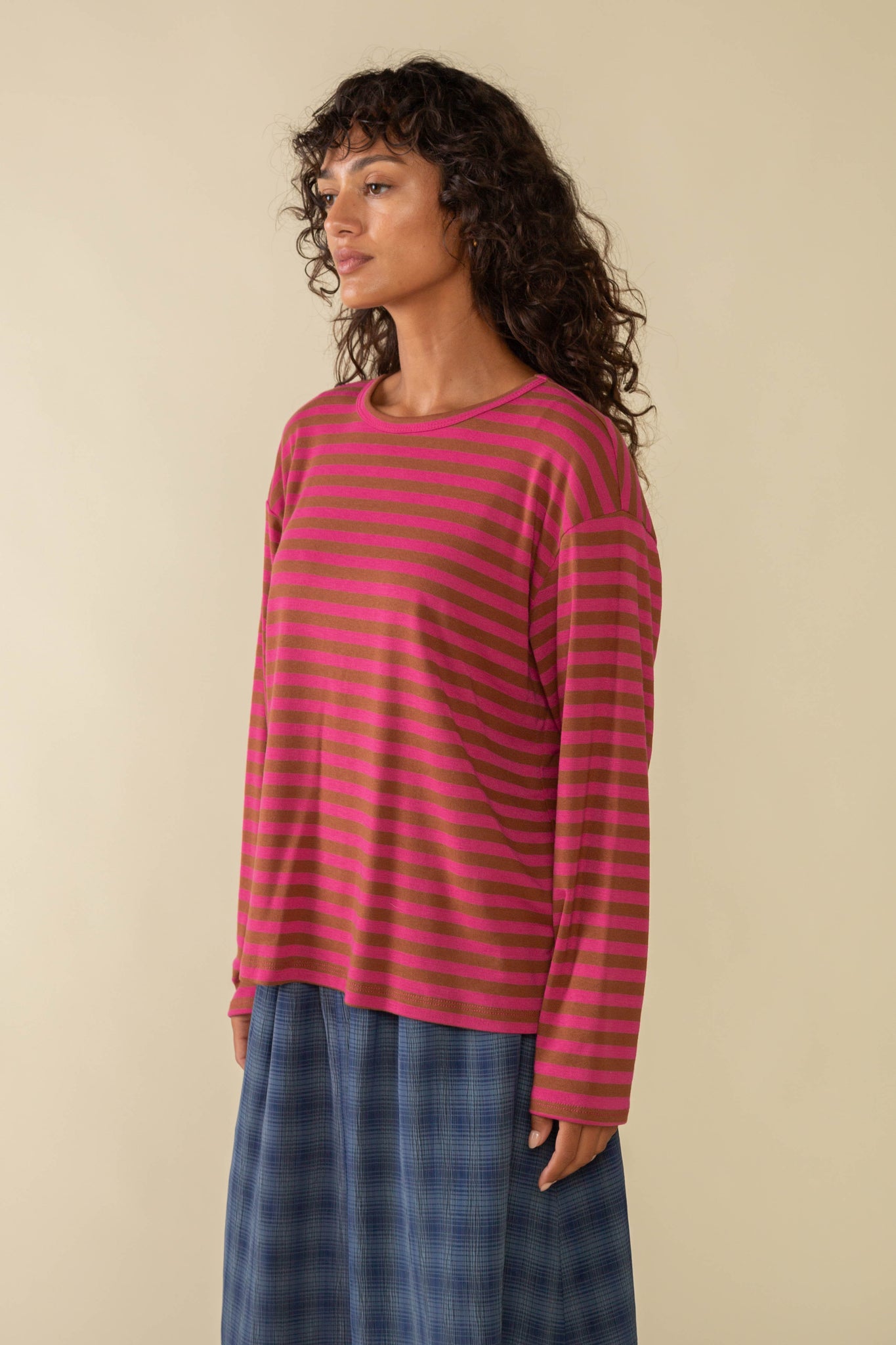 Culver Striped 1x1 Rib Knit Long Sleeve Tee