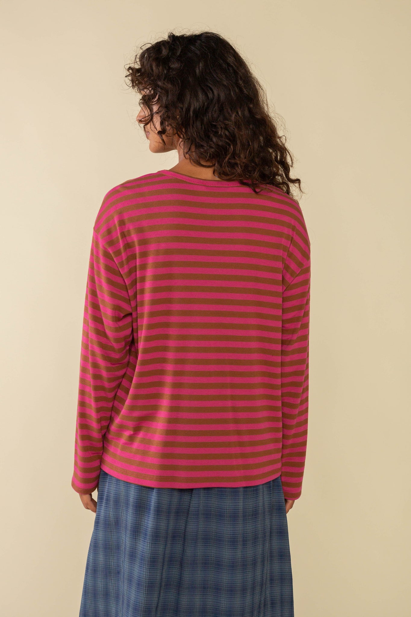 Culver Striped 1x1 Rib Knit Long Sleeve Tee