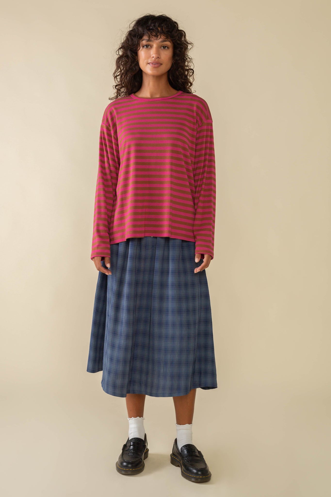 Culver Striped 1x1 Rib Knit Long Sleeve Tee