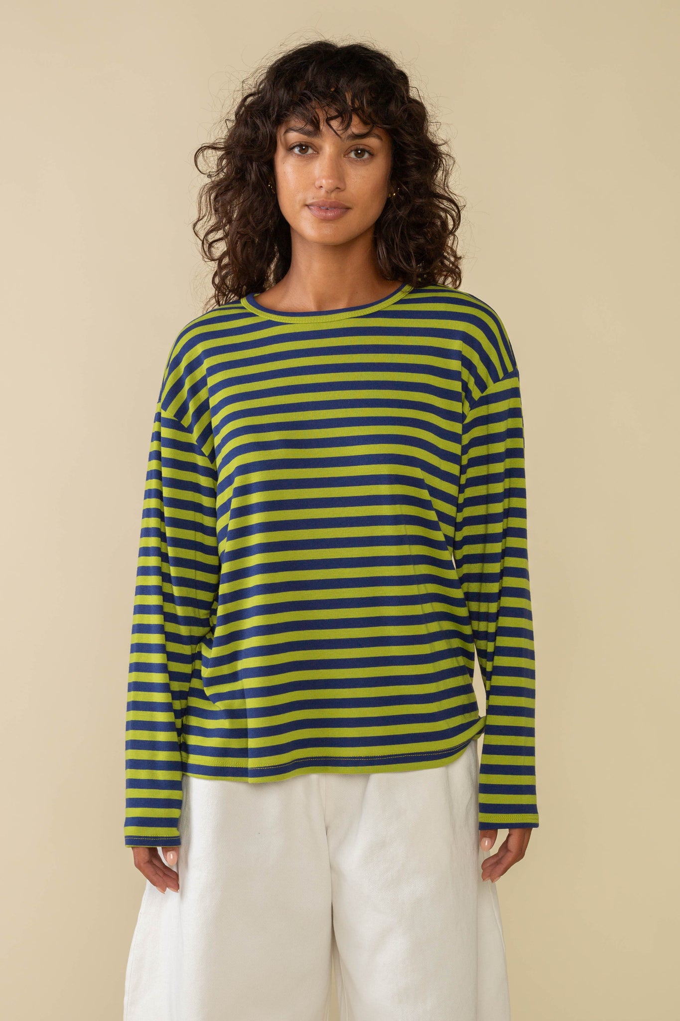 Culver Striped 1x1 Rib Knit Long Sleeve Tee