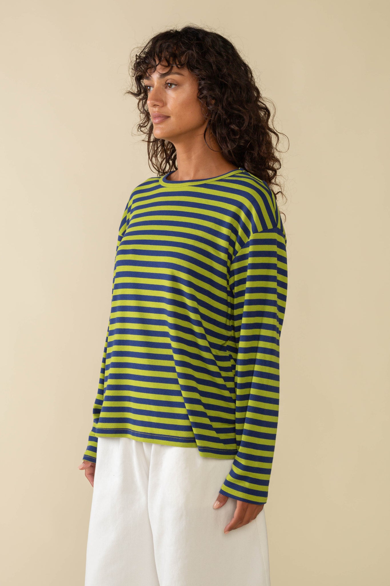 Culver Striped 1x1 Rib Knit Long Sleeve Tee