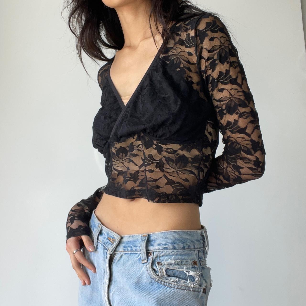 Crossover Lace Top - Black