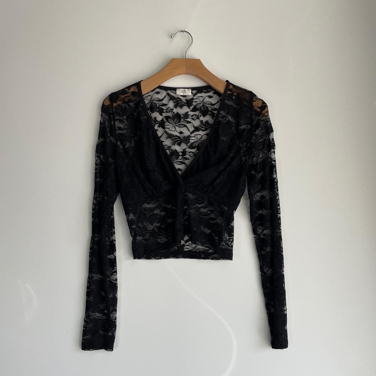 Crossover Lace Top - Black