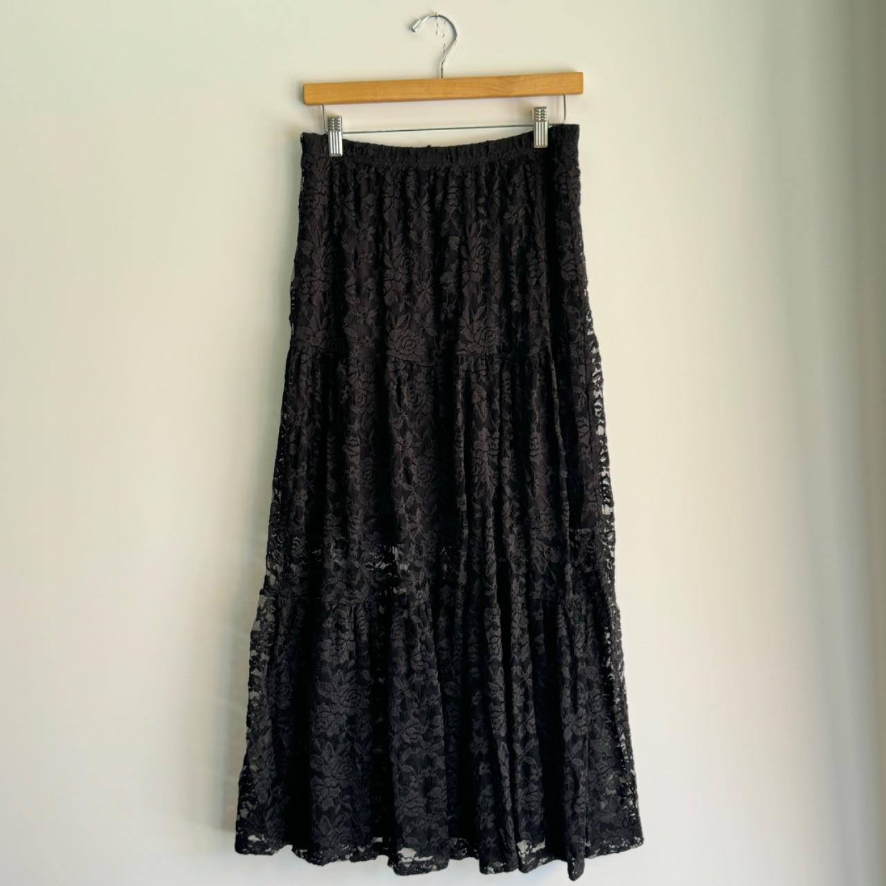 Tiered Lace Skirt - Black