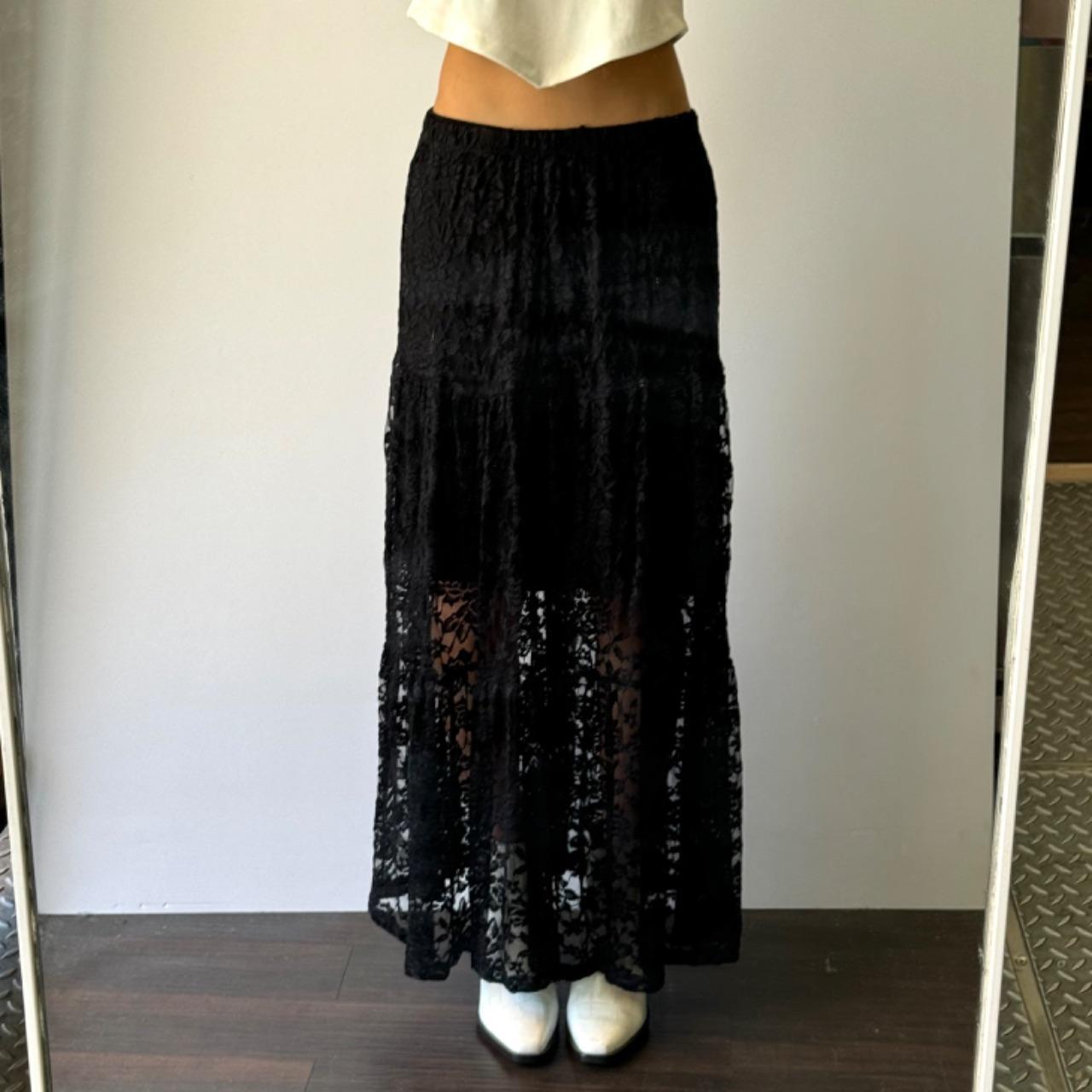 Tiered Lace Skirt - Black