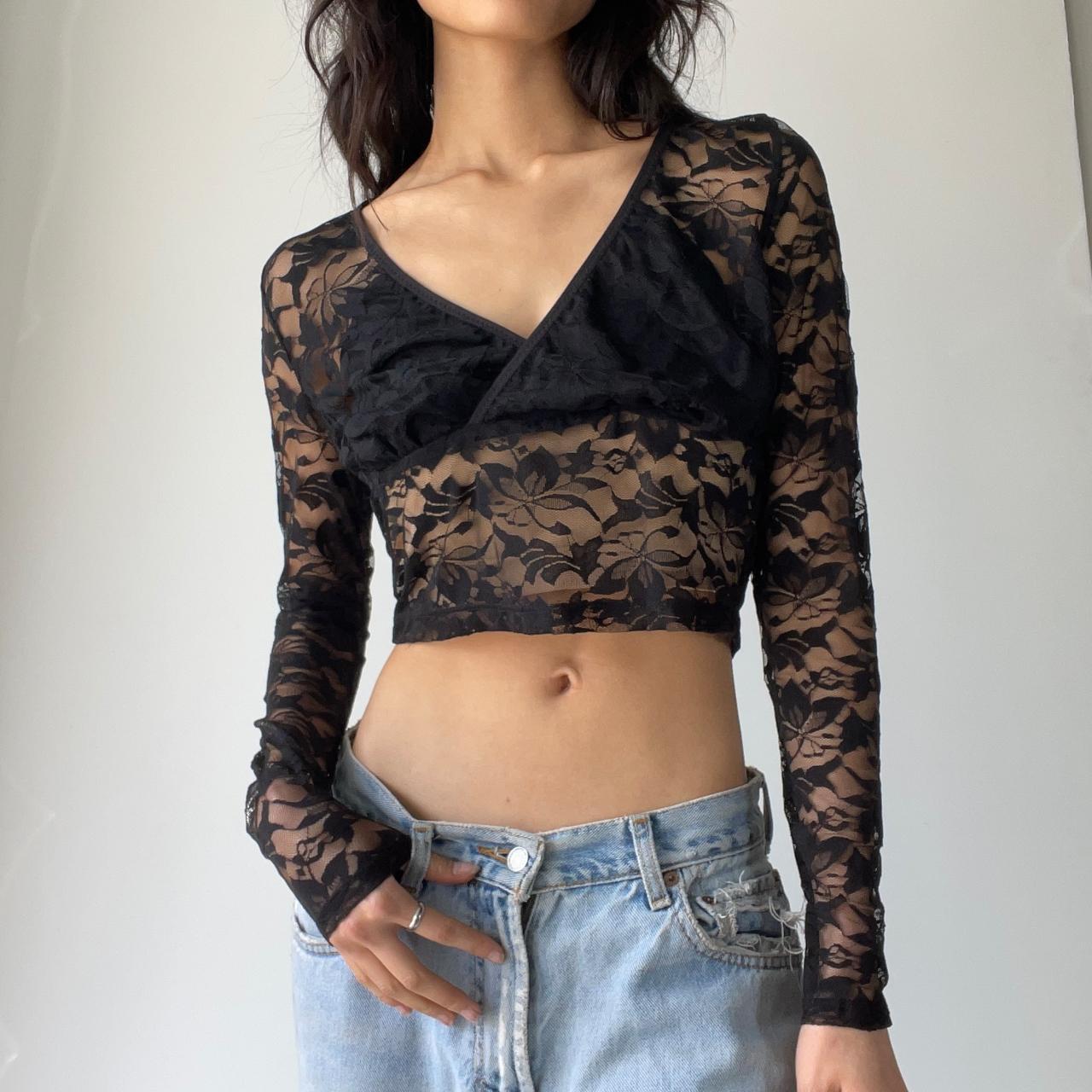 Crossover Lace Top - Black