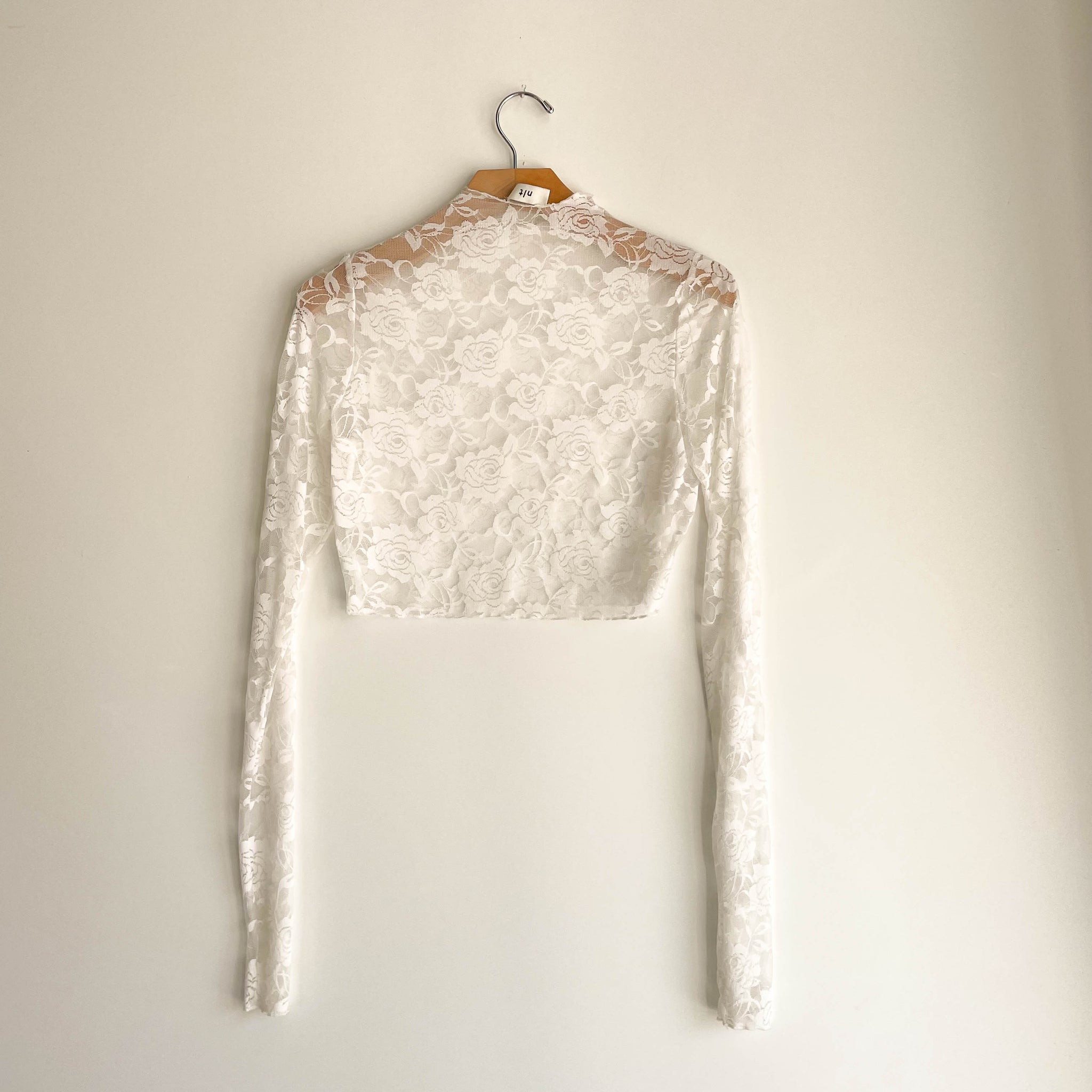 Lace Mockneck Crop Top - White