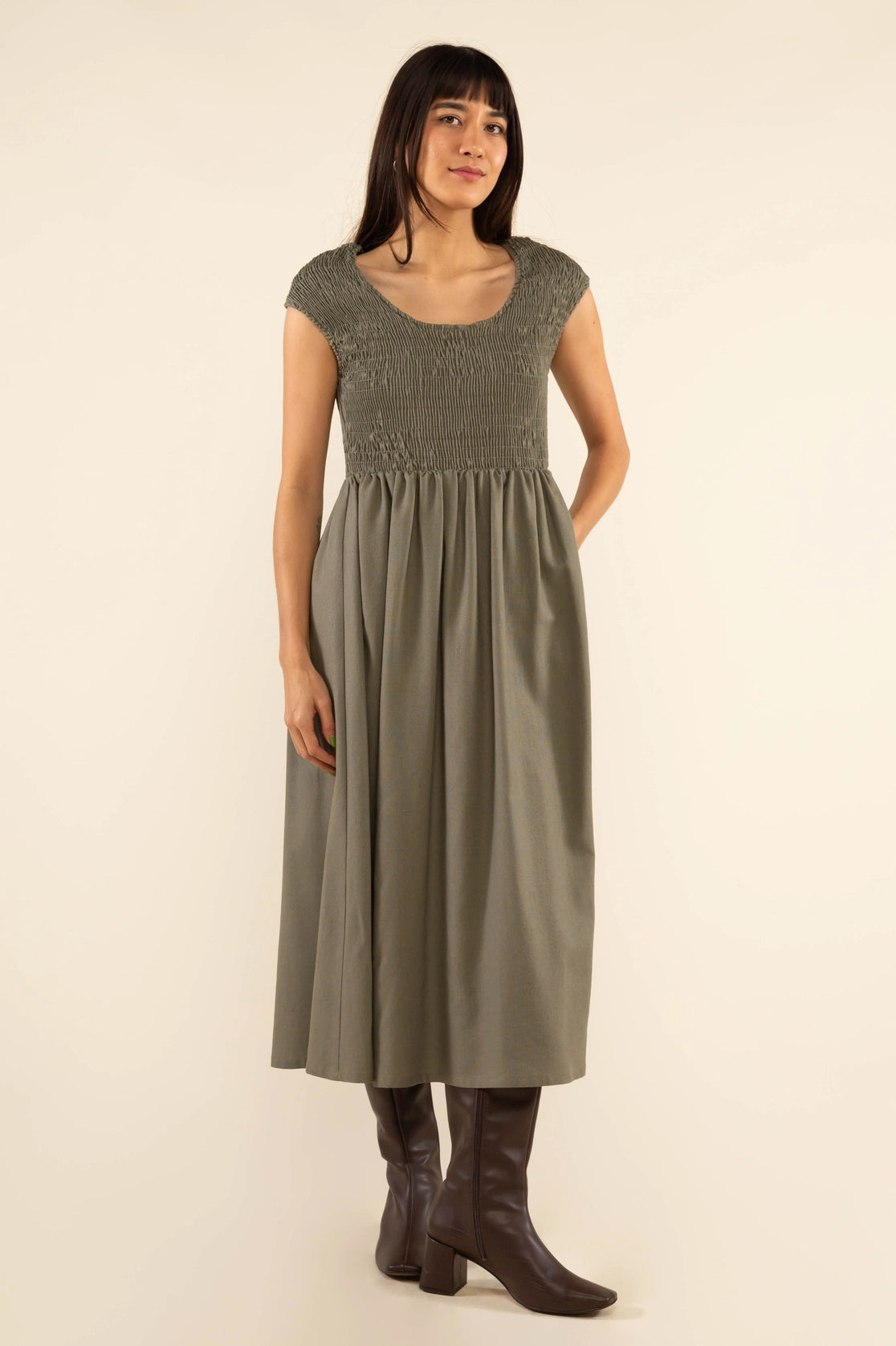 Linen Shirred Dress