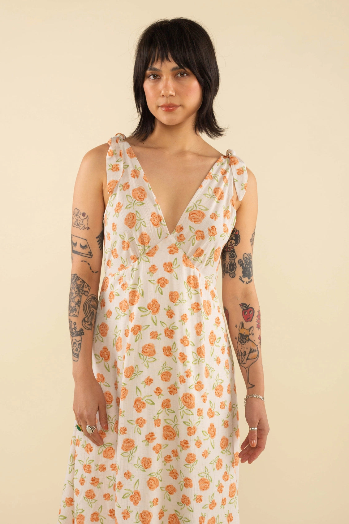 V-neck Ditsy Dress