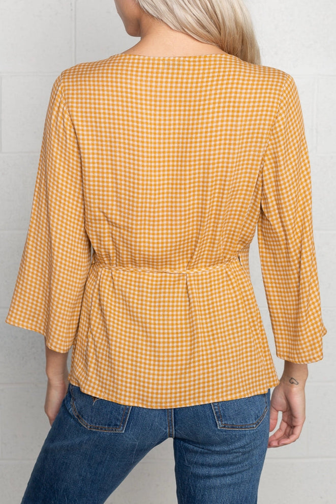 Wrap Gingham Blouse