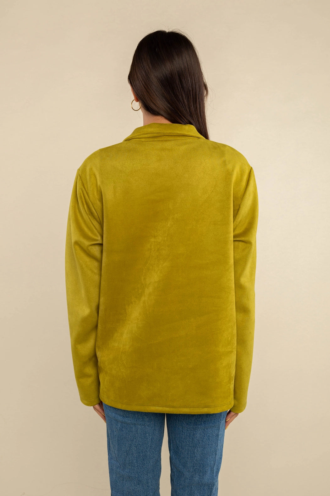 Faux Suede Button Up Jacket