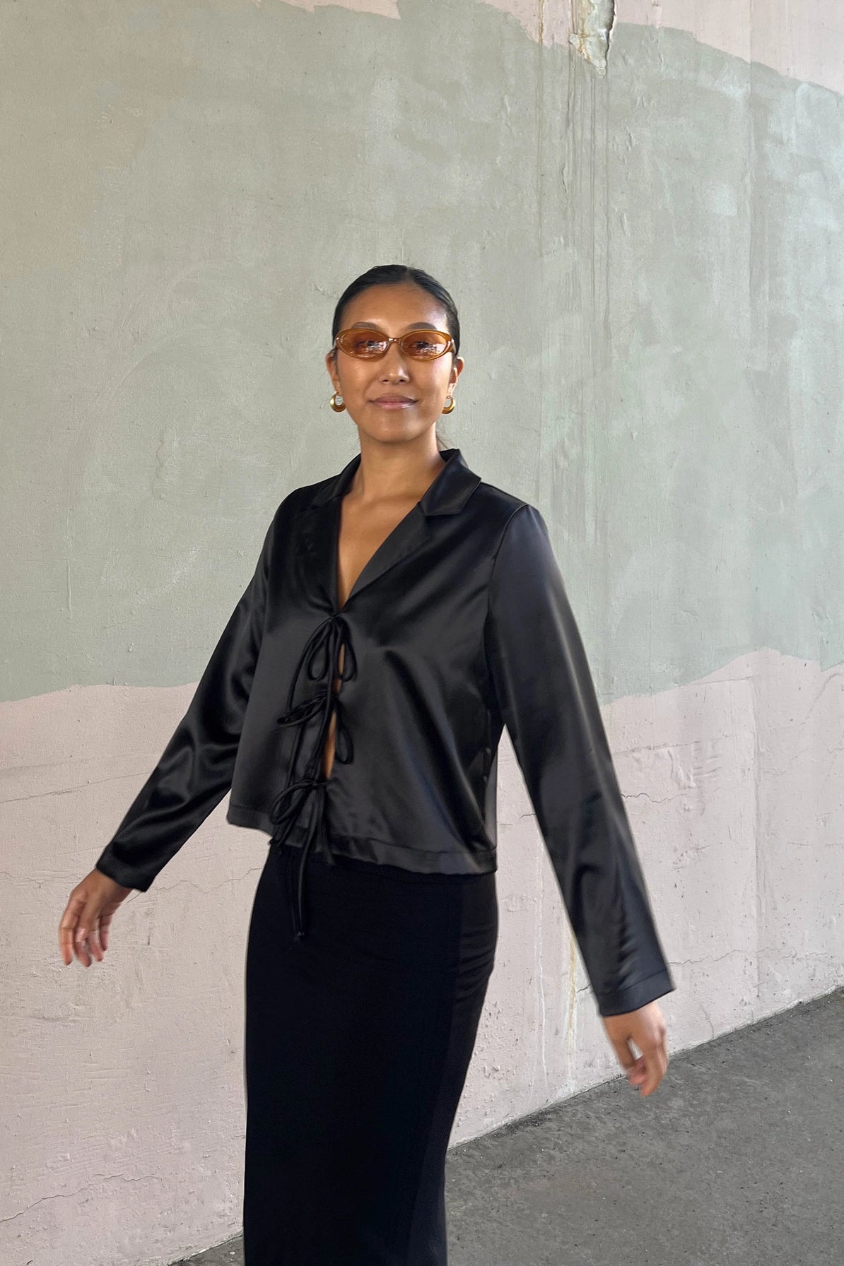 Satin Tie Blouse