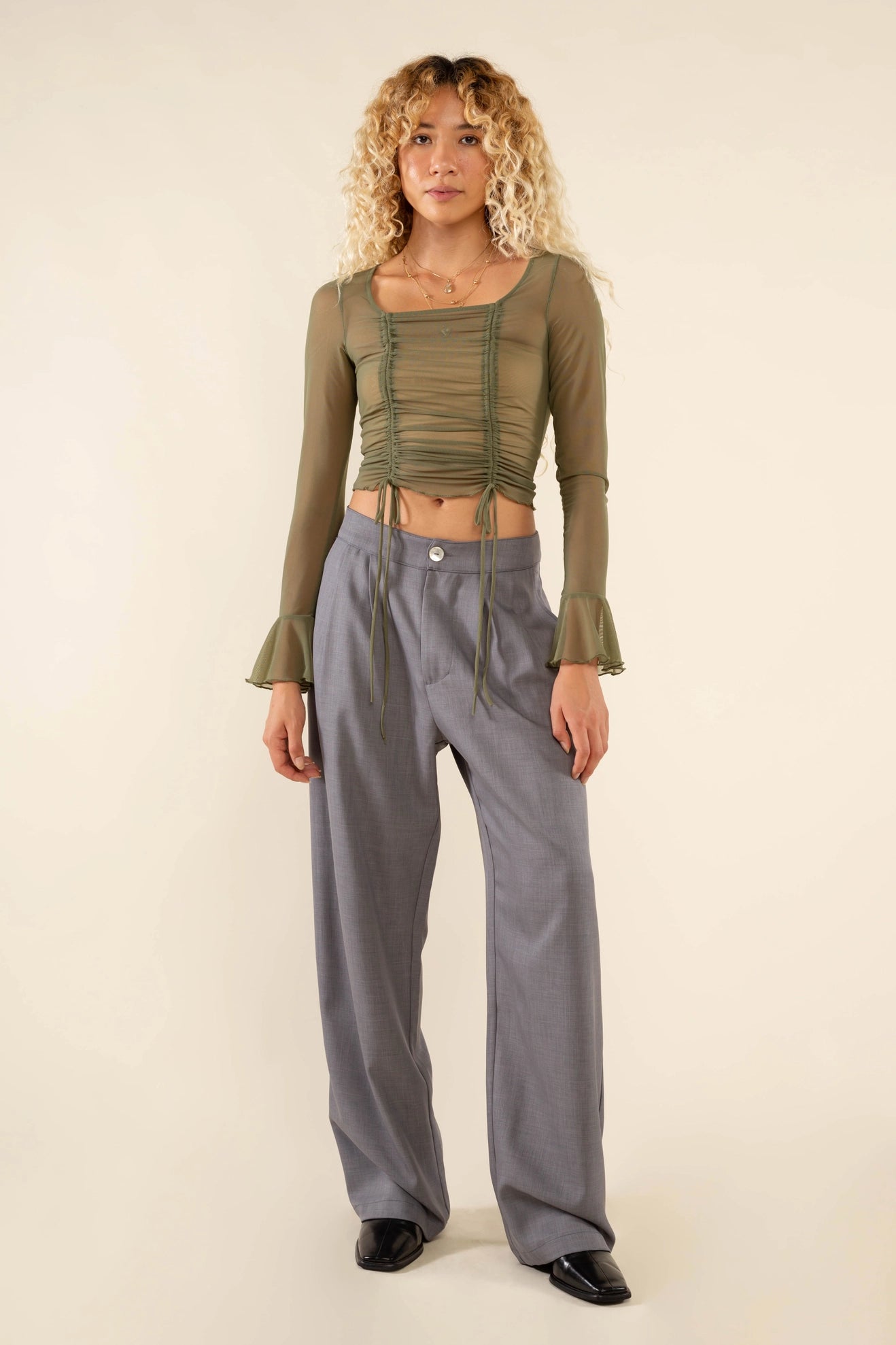 Square Neck Mesh Top
